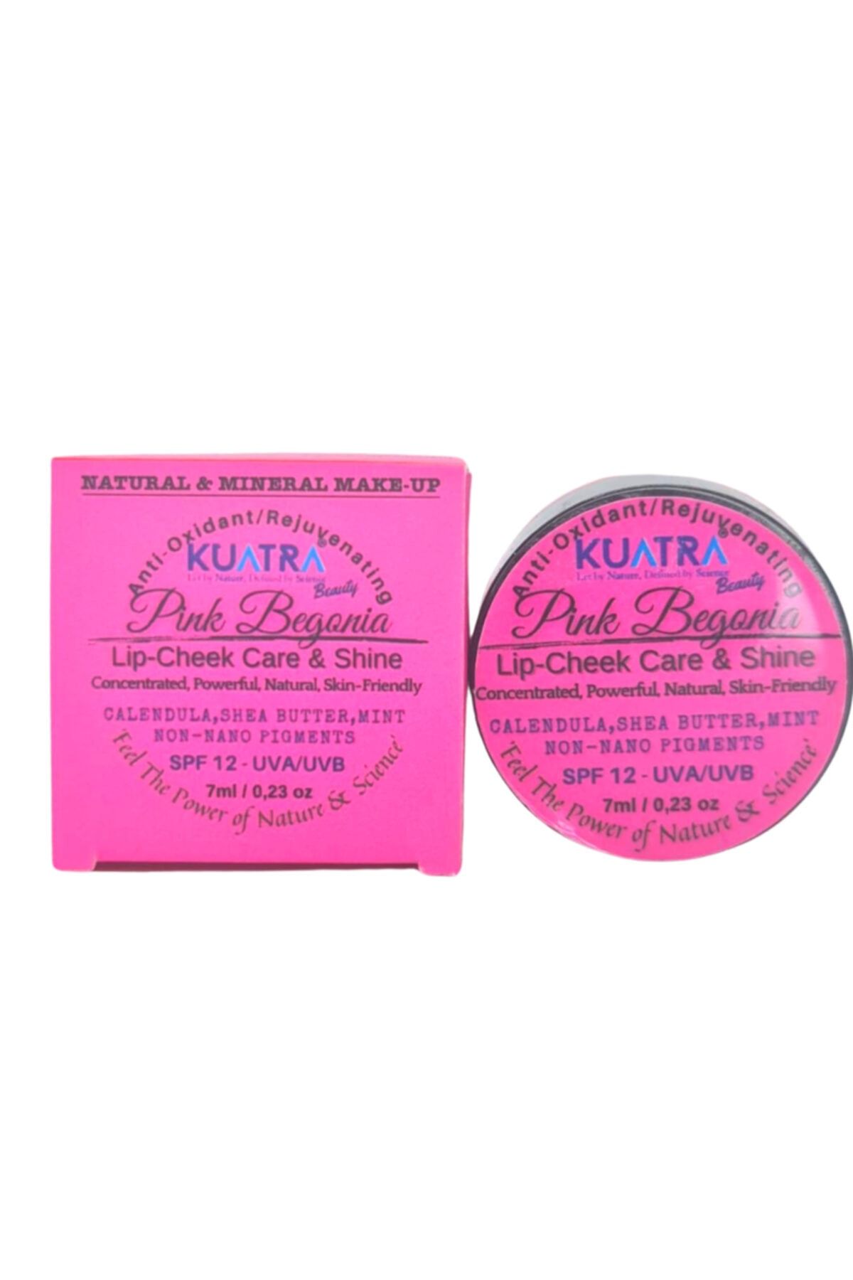 KUATRA Pink Begonia Nemlendirici - Antioksidan Işıltı Veren Balm (doğal Içerikli Ruj- Allık)