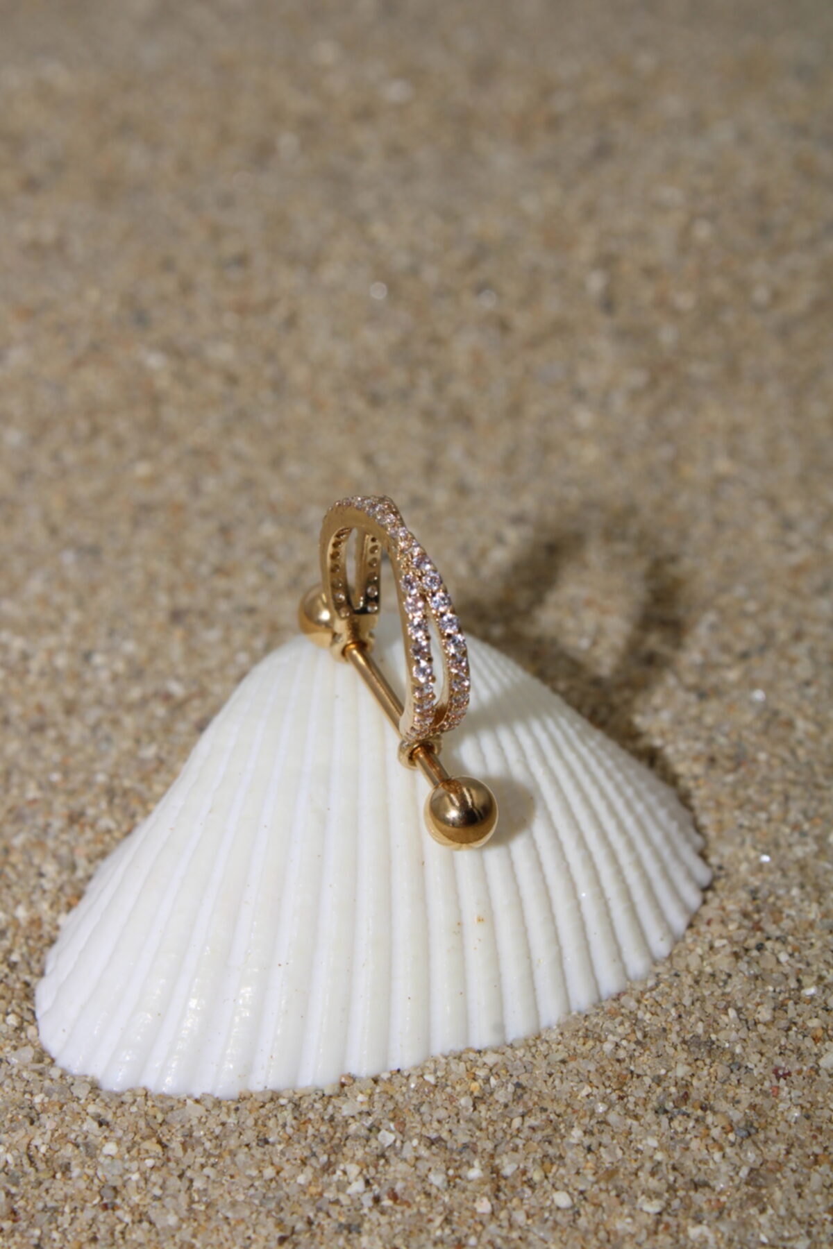 NOBLE GETTO Piercing Cerrahi Çelik Zirkon Taşlı Gold Renk Conch Ve Helix