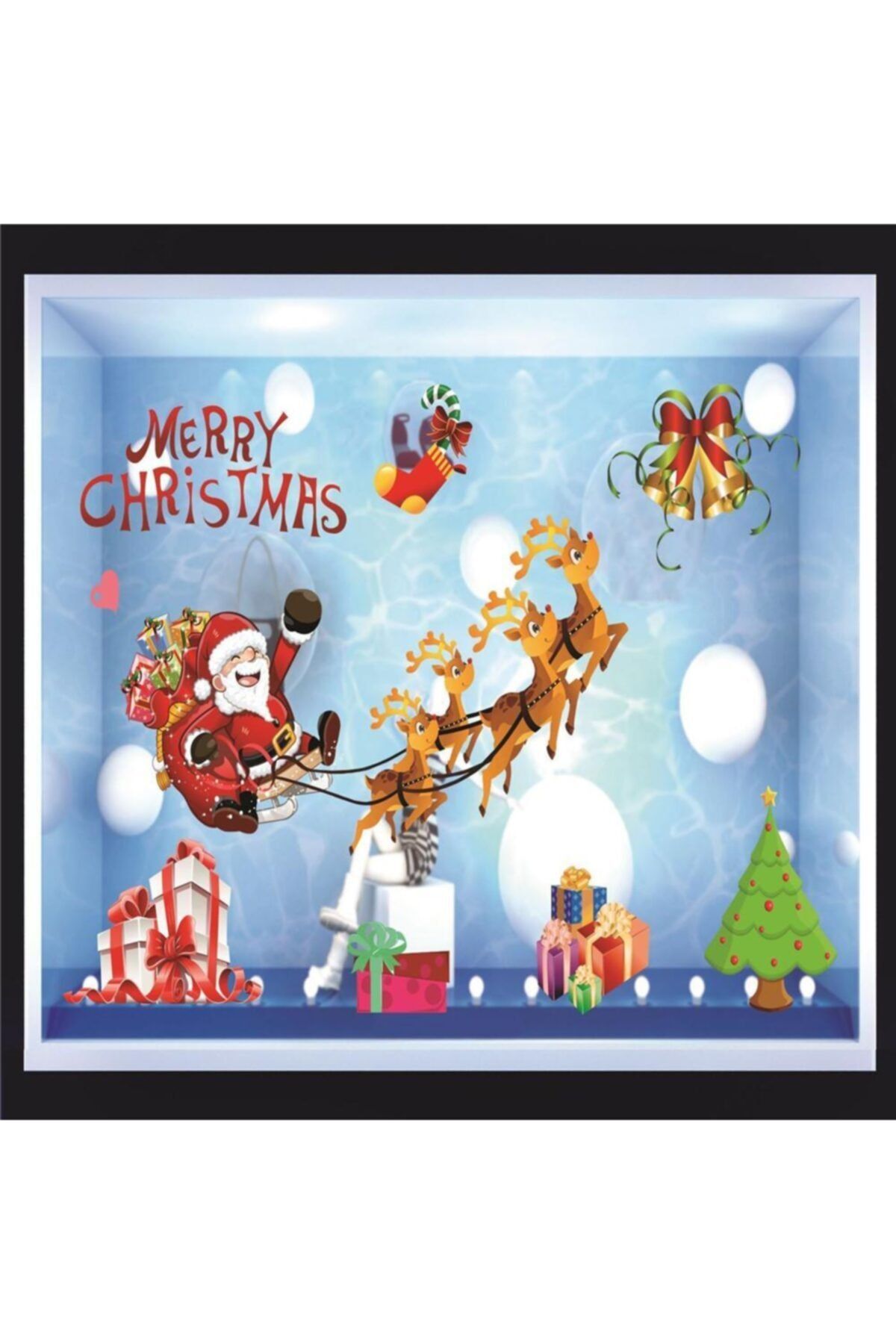 eğlencemarketi Yılbaşı Cam Sticker Statik Çekim Özellikli Asmalı Noel Figürler Kc-g
