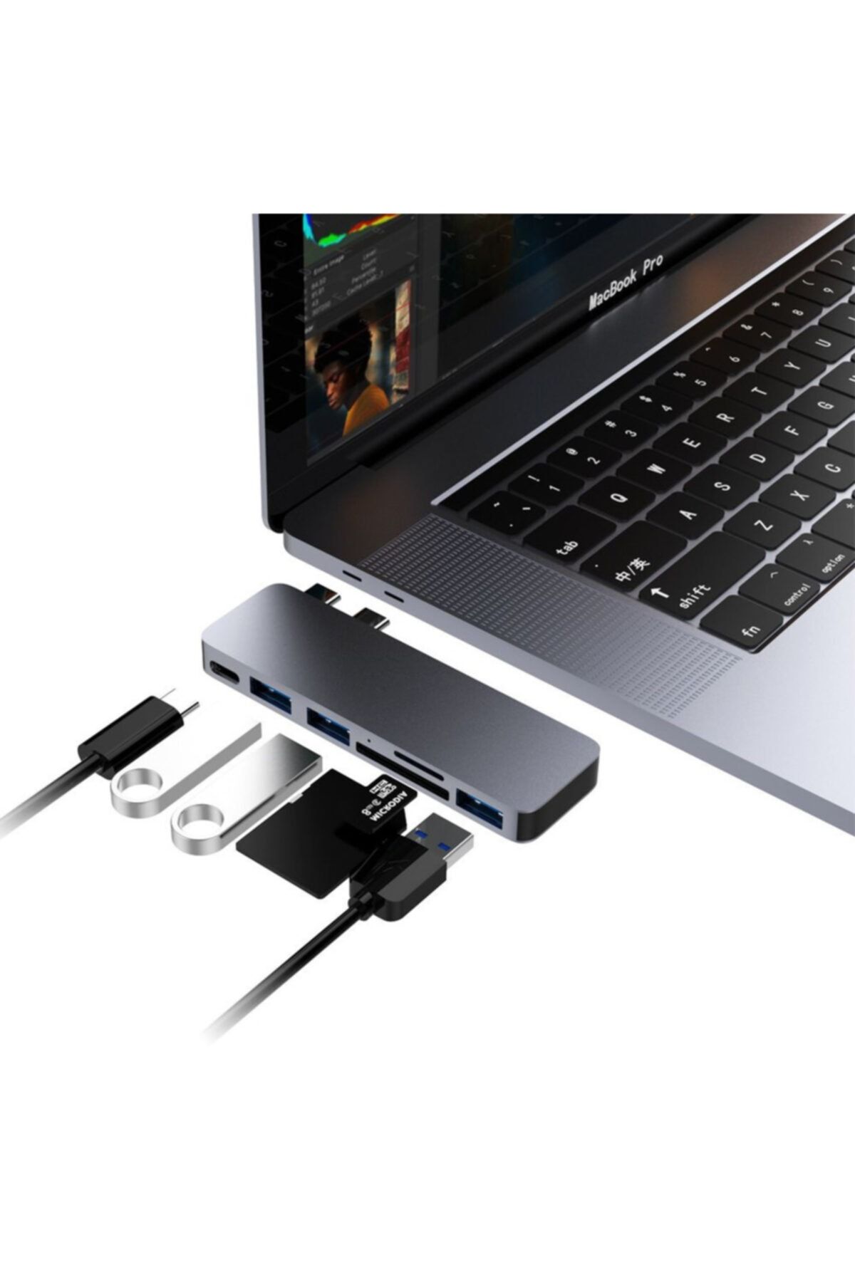 Cekuonline Macbook Pro 13'' Ve 15'' 2017 Modellerine Uyumlu Usb Hub 3 Adet Usb 3.0 Çıkışı + Type-c Çıkışı