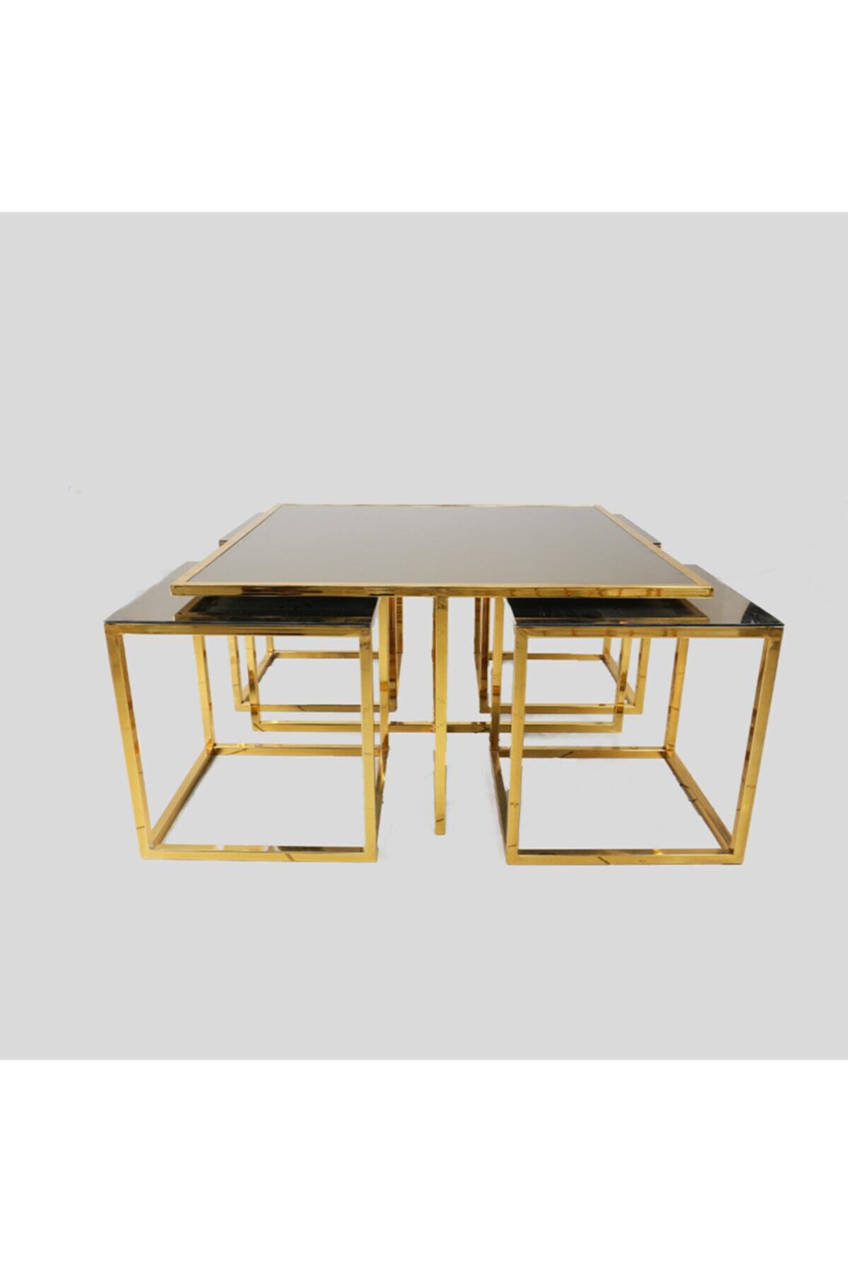 Mandalina Home Aynalı Orta Ve 4'lü Sehpa 90x48x90 Cm