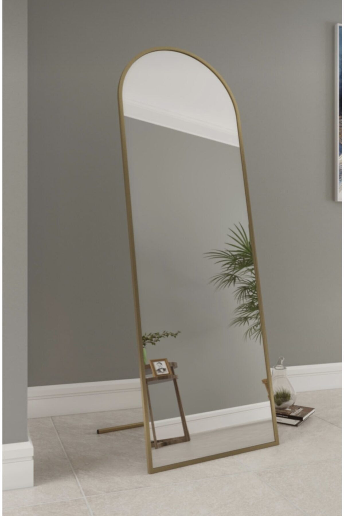 DUESAKSESUAR Gold Oval Metal Ayna 70 X 180