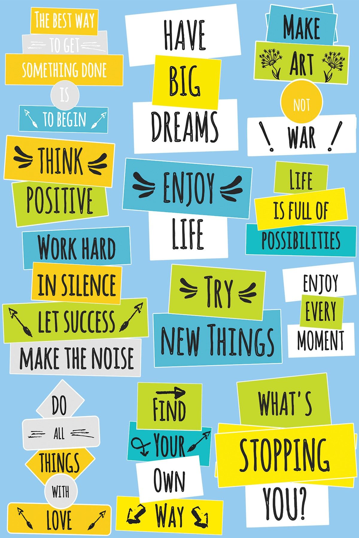 SilverStickers Ingilizce Motivasyon Sözleri Temalı Laptop Notebook Kask Çanta Sticker Etiket Seti