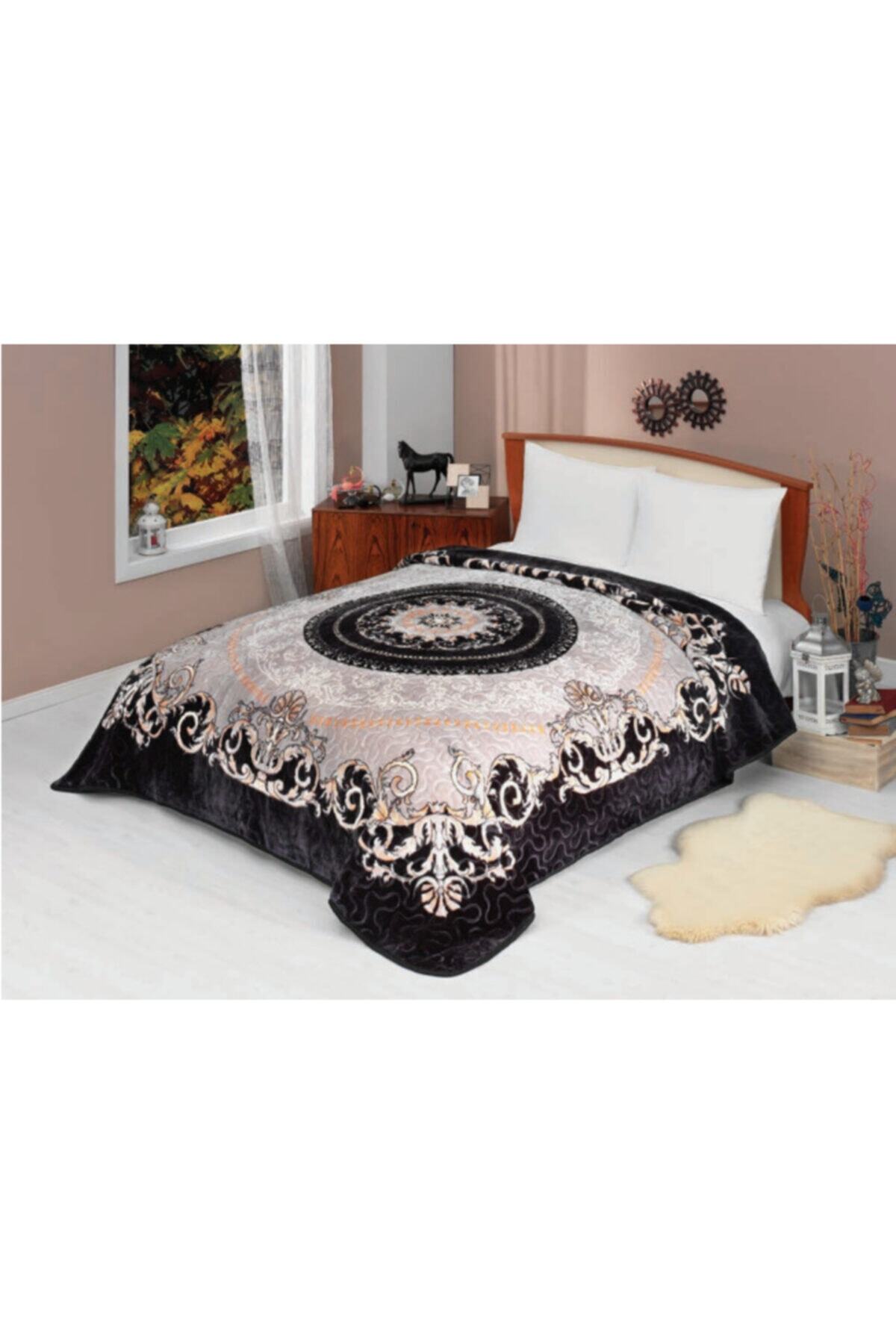 Sesli Solana Lüks Vizon Battal Boy Battaniye 991 Siyah 220x240 &hem Battaniye & Hem Yatak Örtüsü