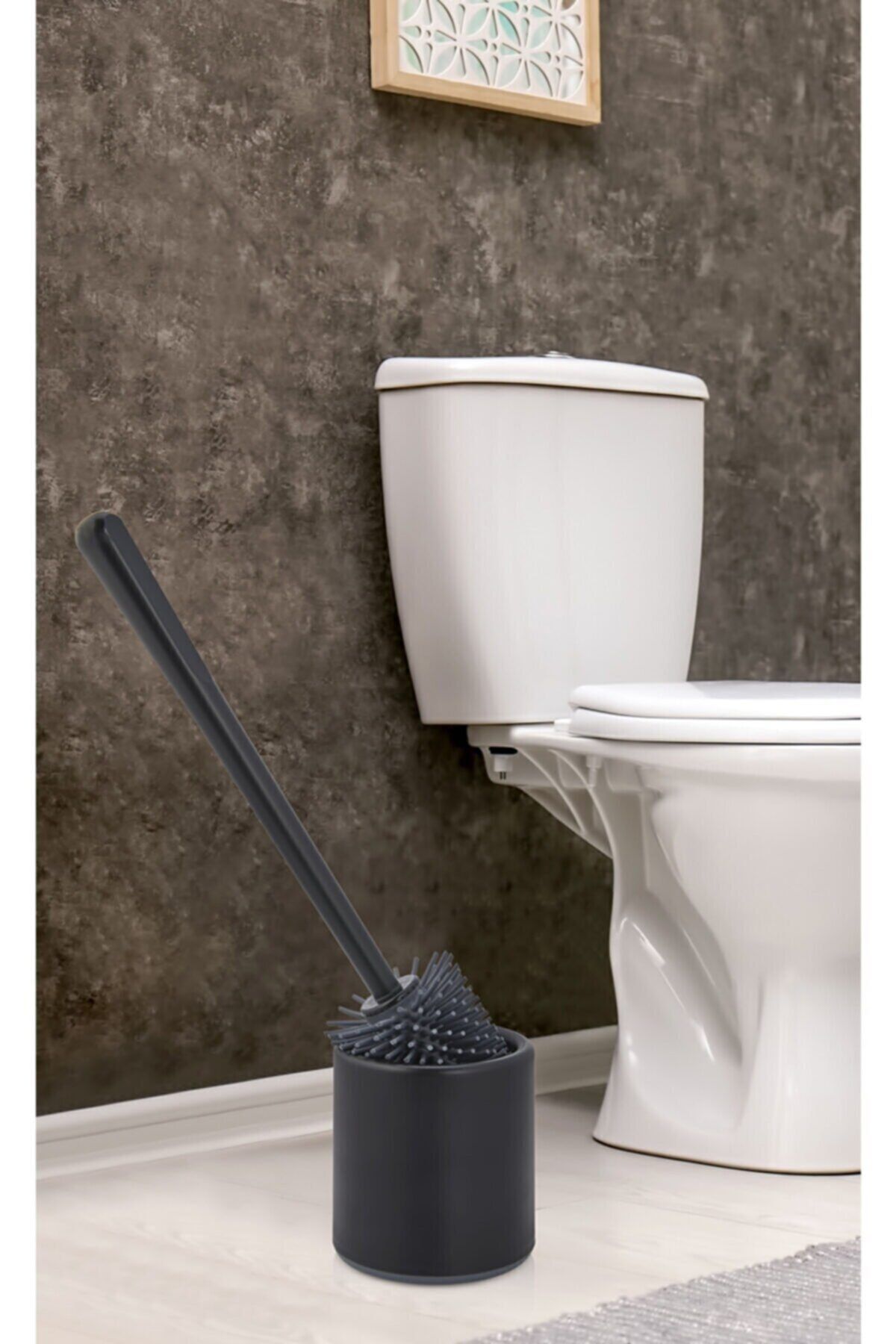 29thslum Silikon Wc Tuvalet Banyo Fırçası Klozet Fırçası Siyah Oval