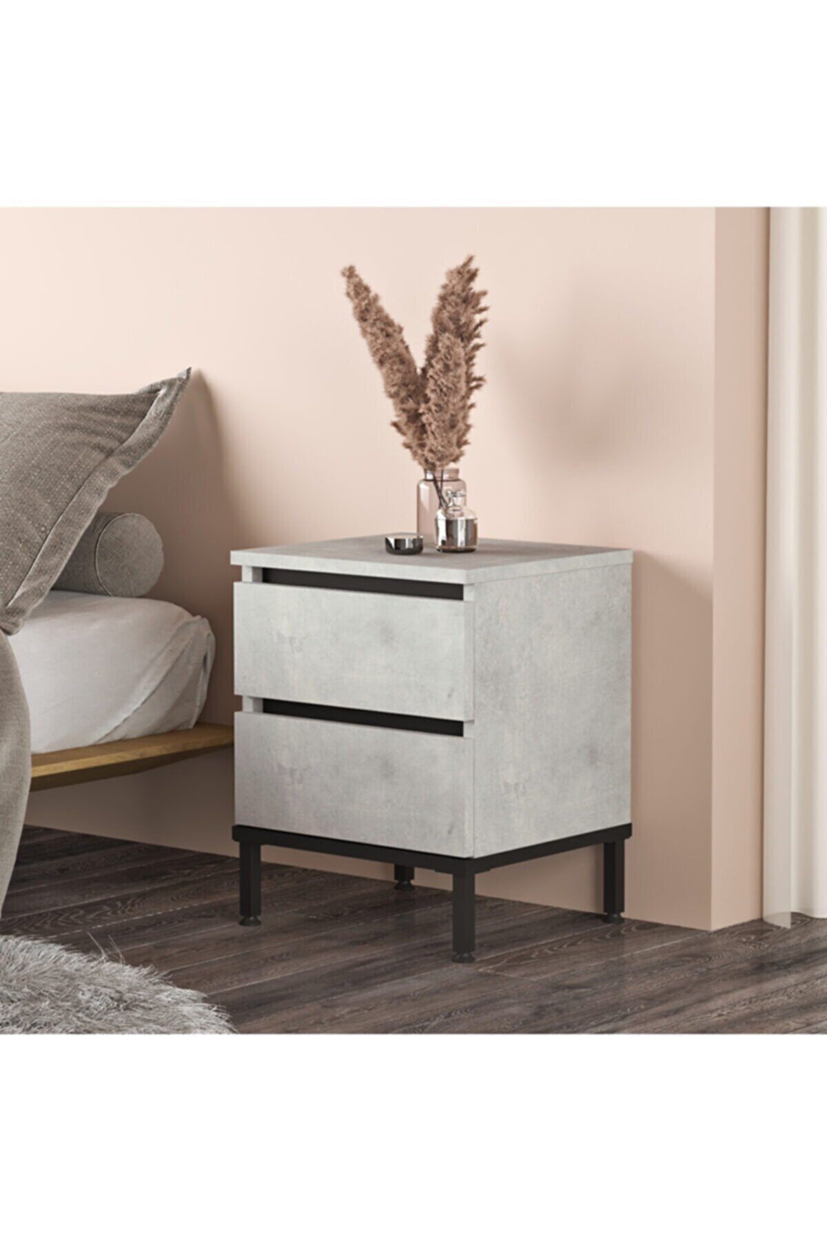 L'occi Concept Owen Komodin 2 Çekmece Metal Ayaklı Taş-siyah Ow25-tl