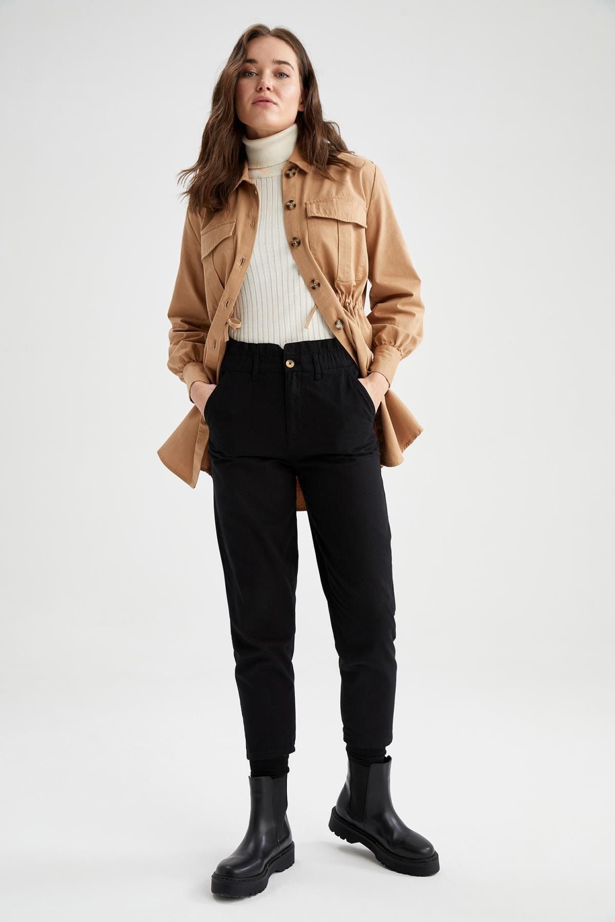 DeFacto Regular Fit Paperbag Gabardin Pantolon