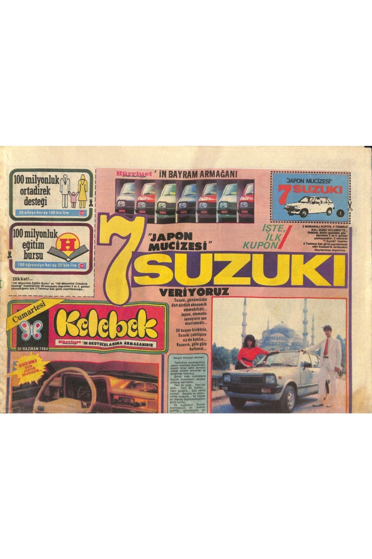 Gökçe Koleksiyon Hürriyet Gazetesi Kelebek Eki 30 Haziran 1984 Şeker Bayramı'nda Şeker Gibi Bir Ekran Ajda Pekkan