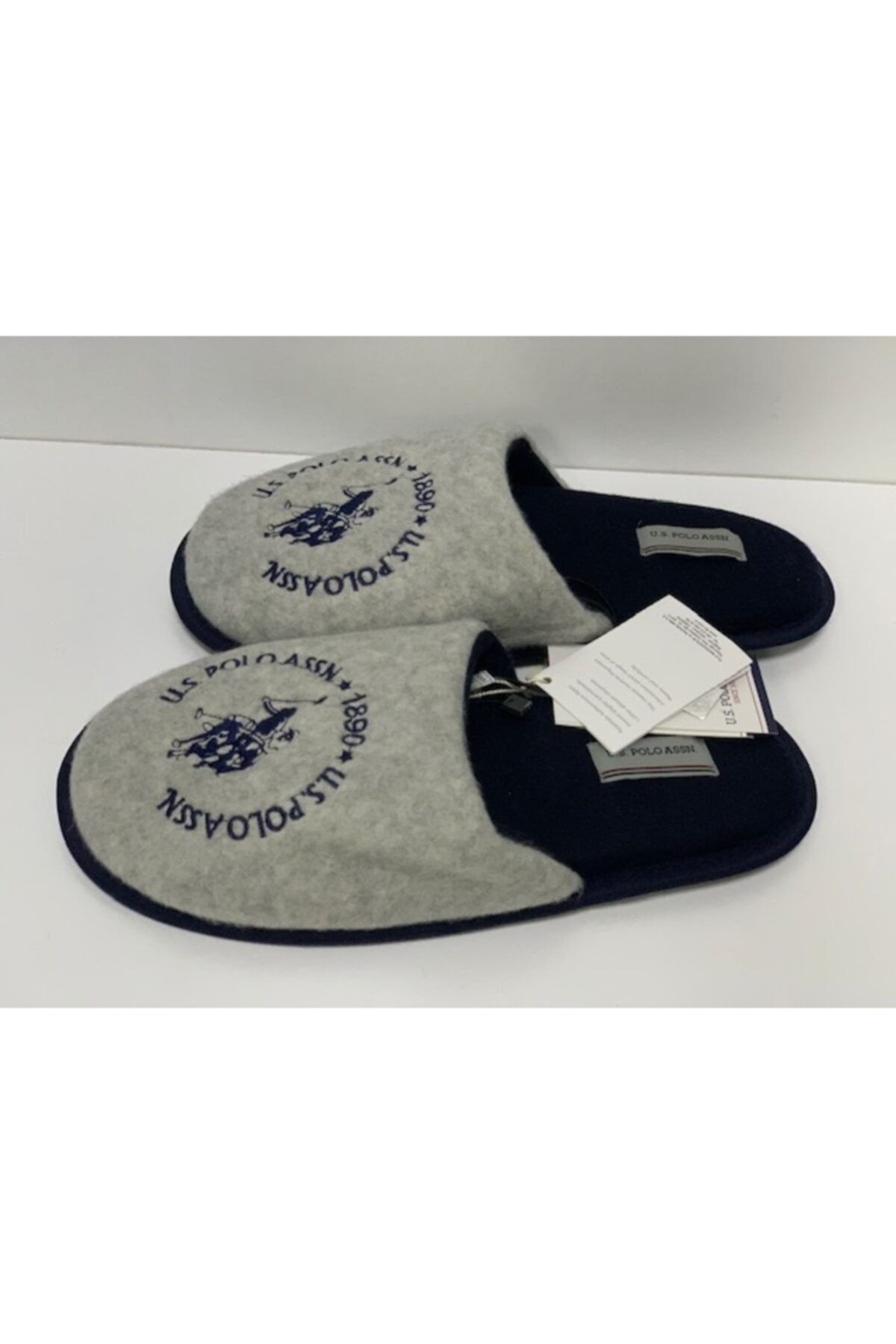 U.S. Polo Assn. U.s Polo Assn. Erkek Gri Renk Keçe Peluş Yumuşak Kapalı Ev Terliği Marta