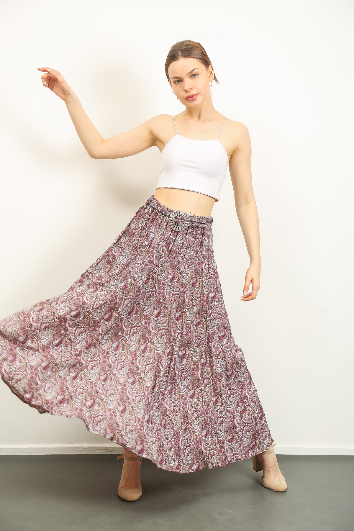 Gökçe Giyim Etek Maxi Boy Beli Lastikli