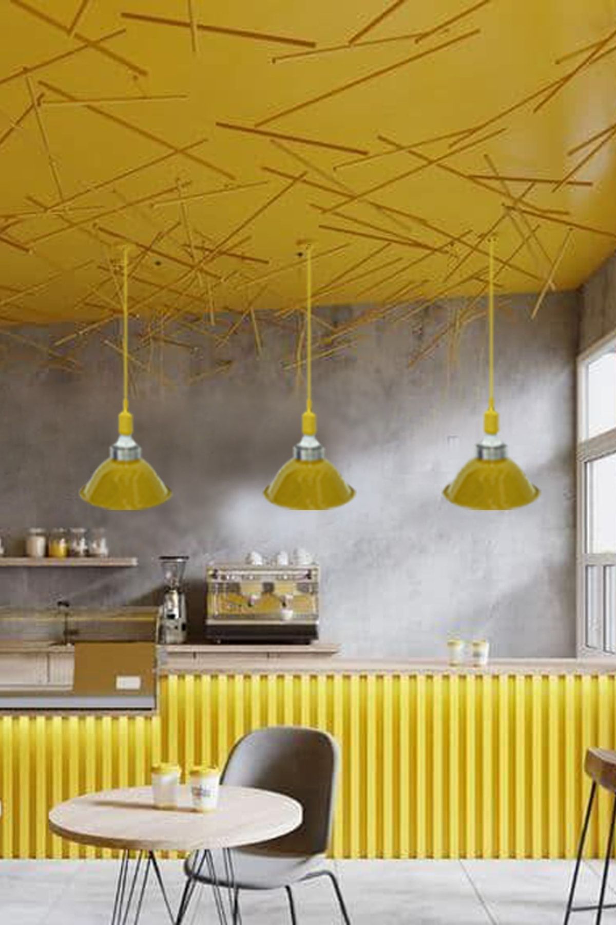 DÜNYA LED Hs.1121-s Tekli Sarkıt Avize Sarı Salon Cafe Hol Çocuk Odası Ofis Aydınlatması