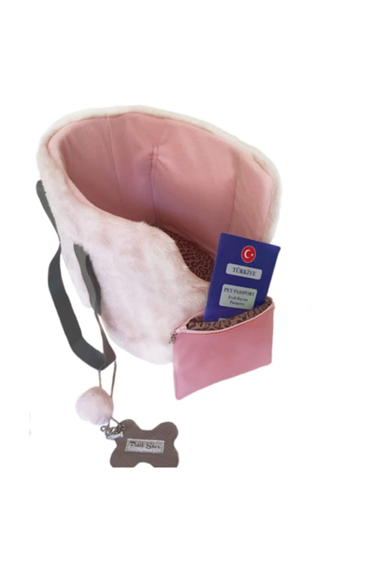 Petit Star Toz Pembe Pelus Kürk Arcturus Pet Taşıma Çantası