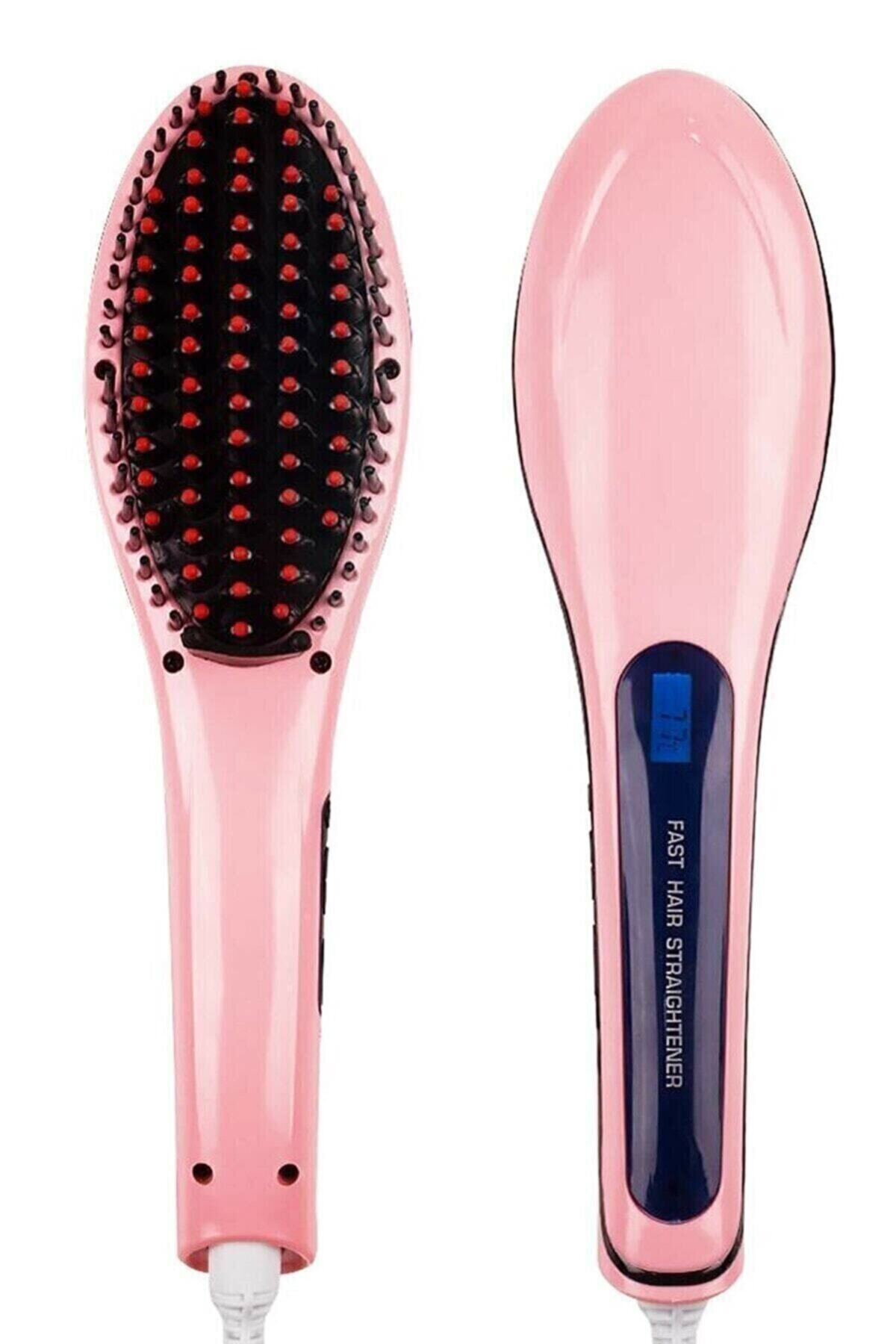 Slyfox Profesyonel Elektrikli Saç Düzleştirici Tarak Fast Hair Straightener Düzleştirici Pembe Tarak