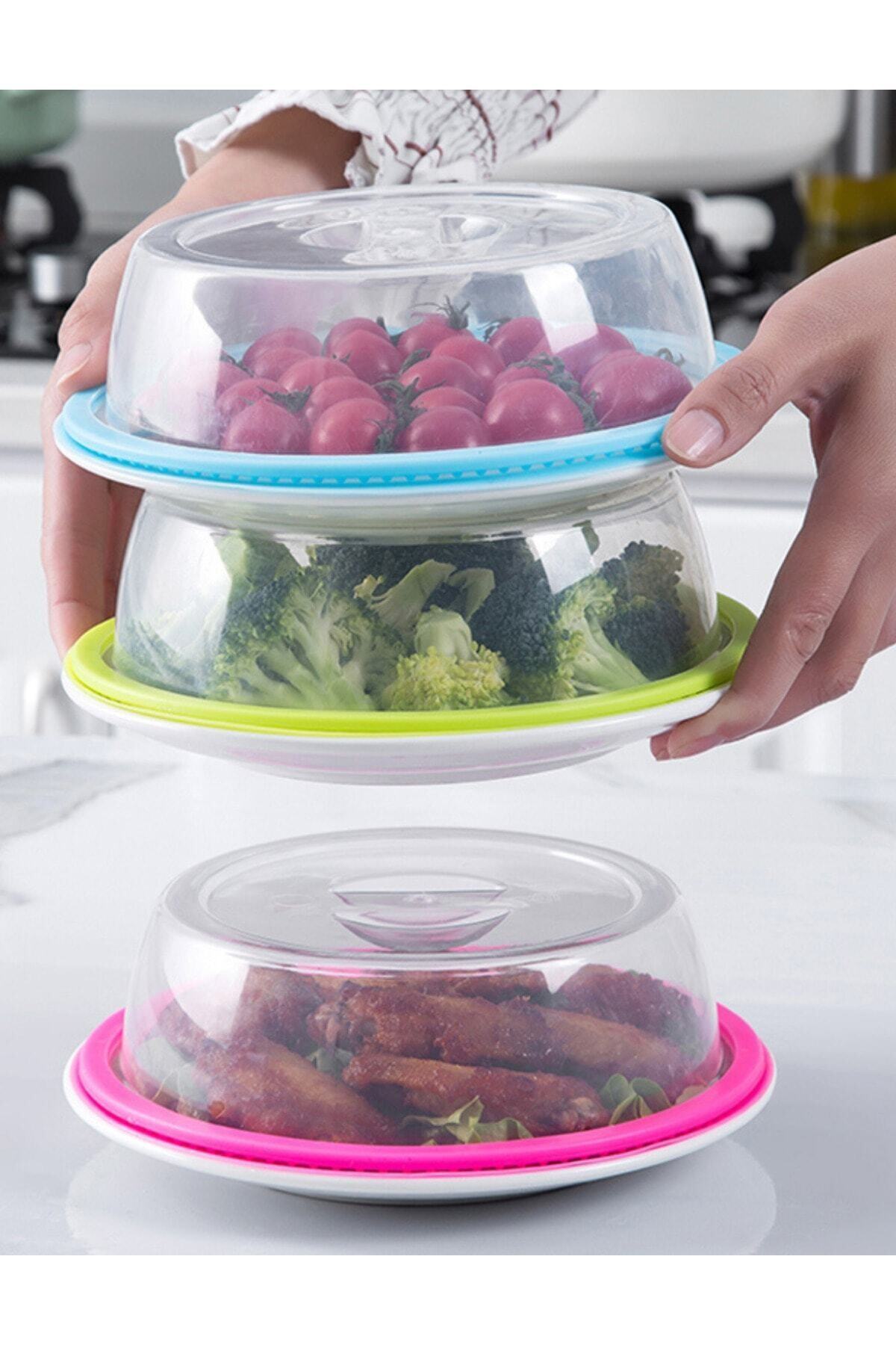 Kitchen Store 2'li Tabak Kapağı Vakumlu Mikrodalga Uyumlu Silikon Kapak Sızdırmaz Koku Yapmaz Tazeliği Koruyan