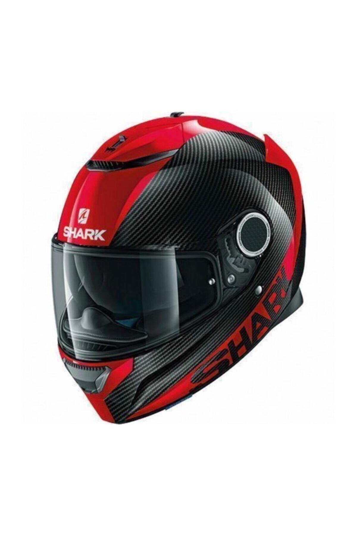 Shark Skwal Trooper Karbon Desenli Kırmızı Motosiklet Kaskı Xl