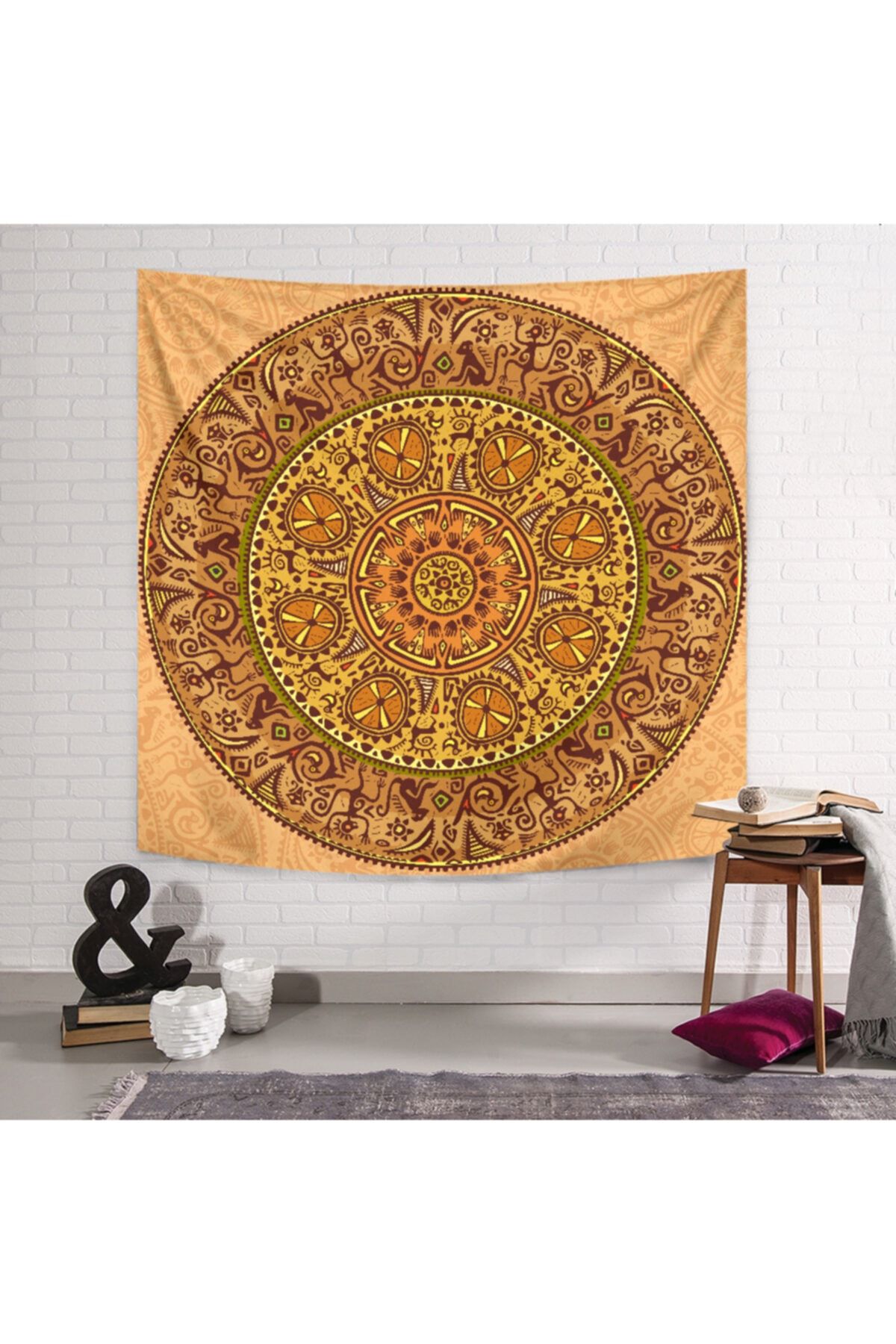 PASAJ HOME Yellow Ornament Mandala Duvar Örtüsü