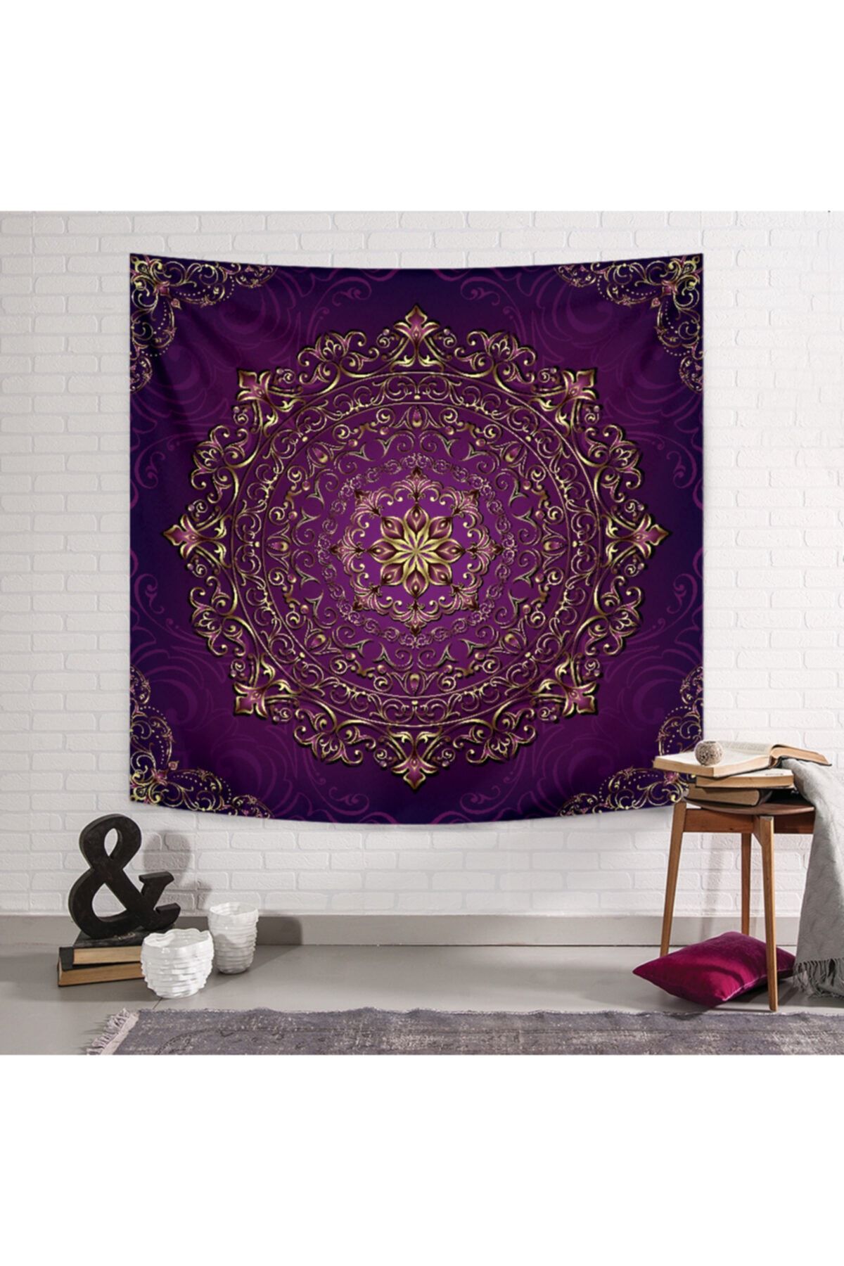 PASAJ HOME Vintage Mor Mandala Duvar Örtüsü