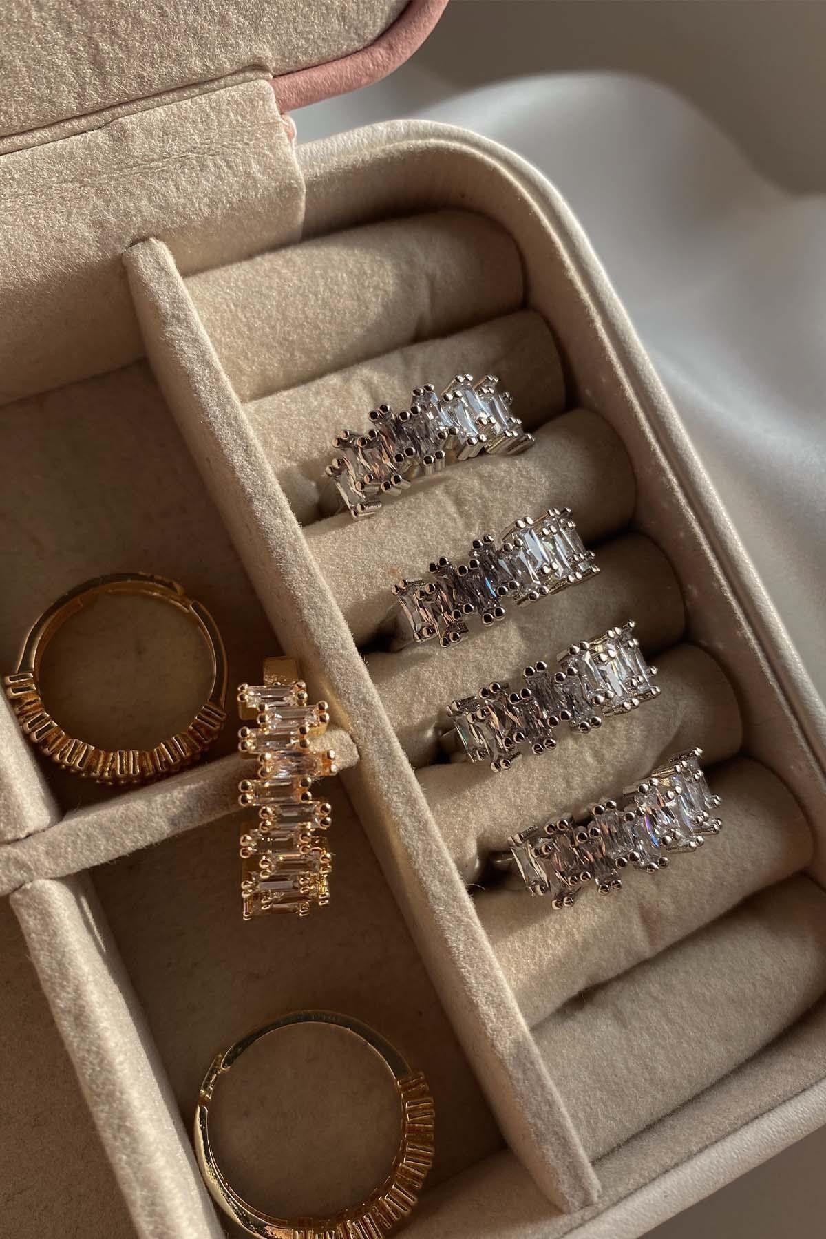 Amoreist Amore.ist Baget Taşlı Sıralı Yüzük Silver Yüzük