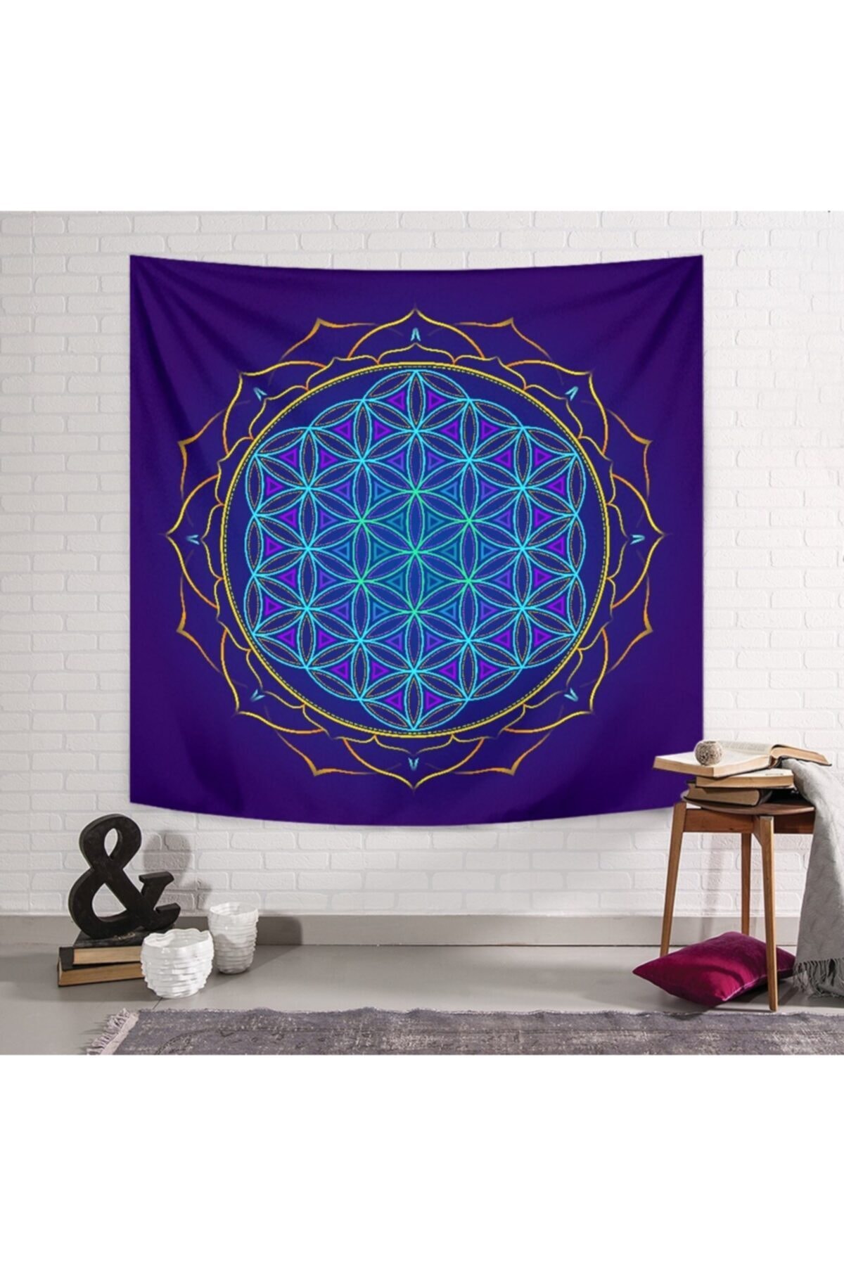 PASAJ HOME Mavi Yaşam Çiçeği Duvar Örtüsü