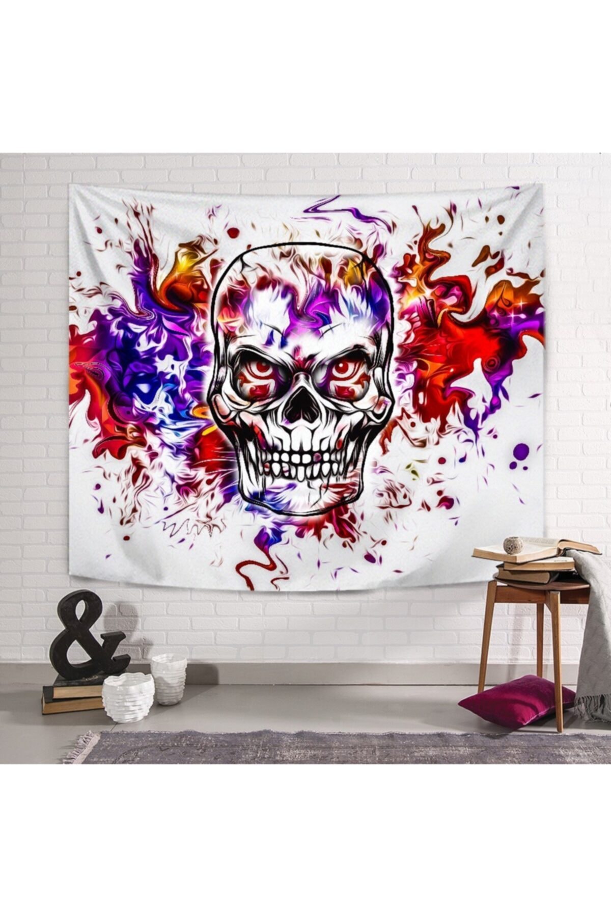 PASAJ HOME Gray Skull Duvar Örtüsü