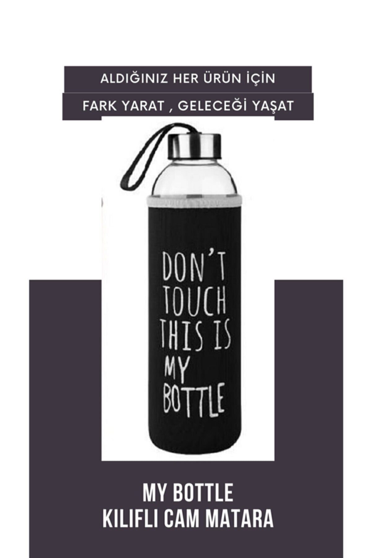 afifehome My Bottle Cam Matara Kılıflı 0,5 Litre Matara Cam Suluk 500ml Cam Su Sişesi
