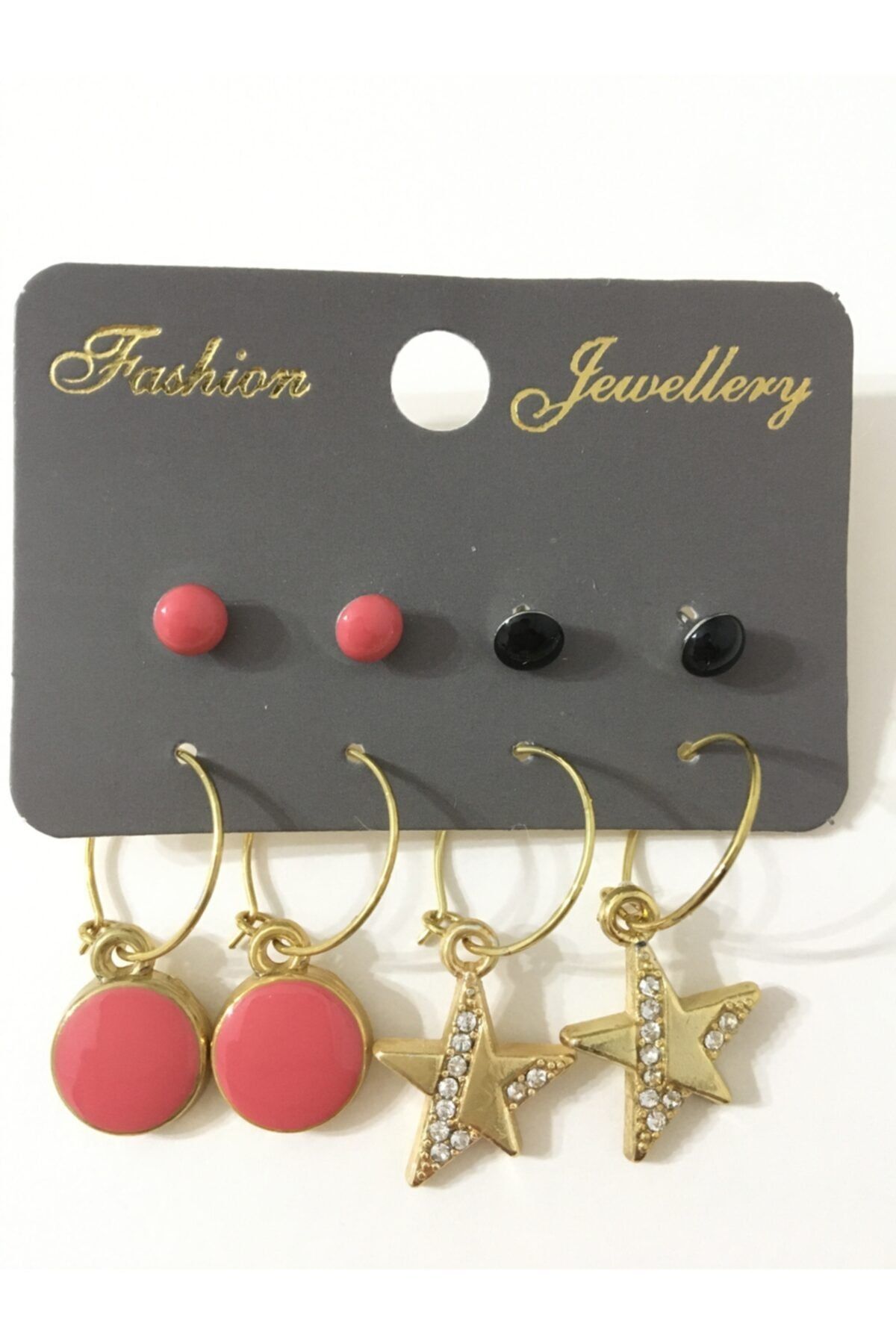FASION JEWELLERY 4 Lü Yıldızlı Küpe Set