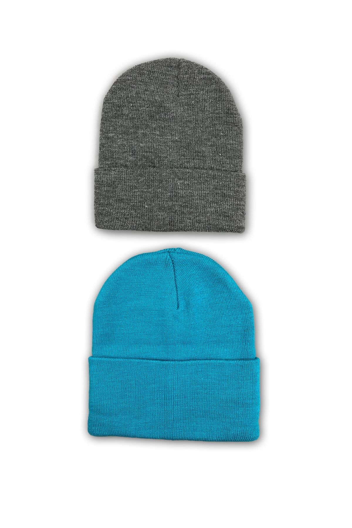 EMH 2 Adet Unisex Basic Düz Bere Koyu Gri Yeşil