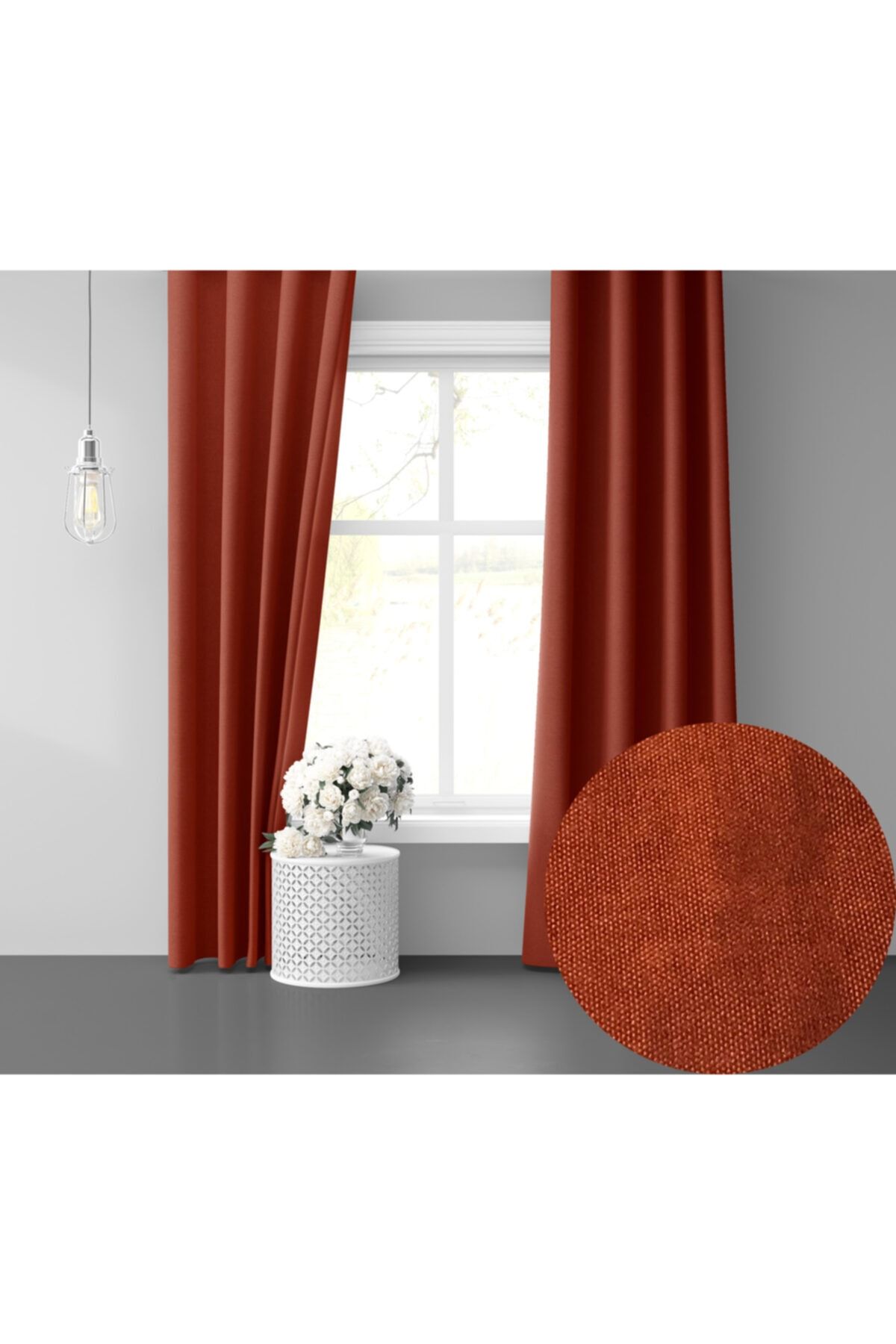 Perle Home Daily Series Kiremit Rengi Ada Fon Perde