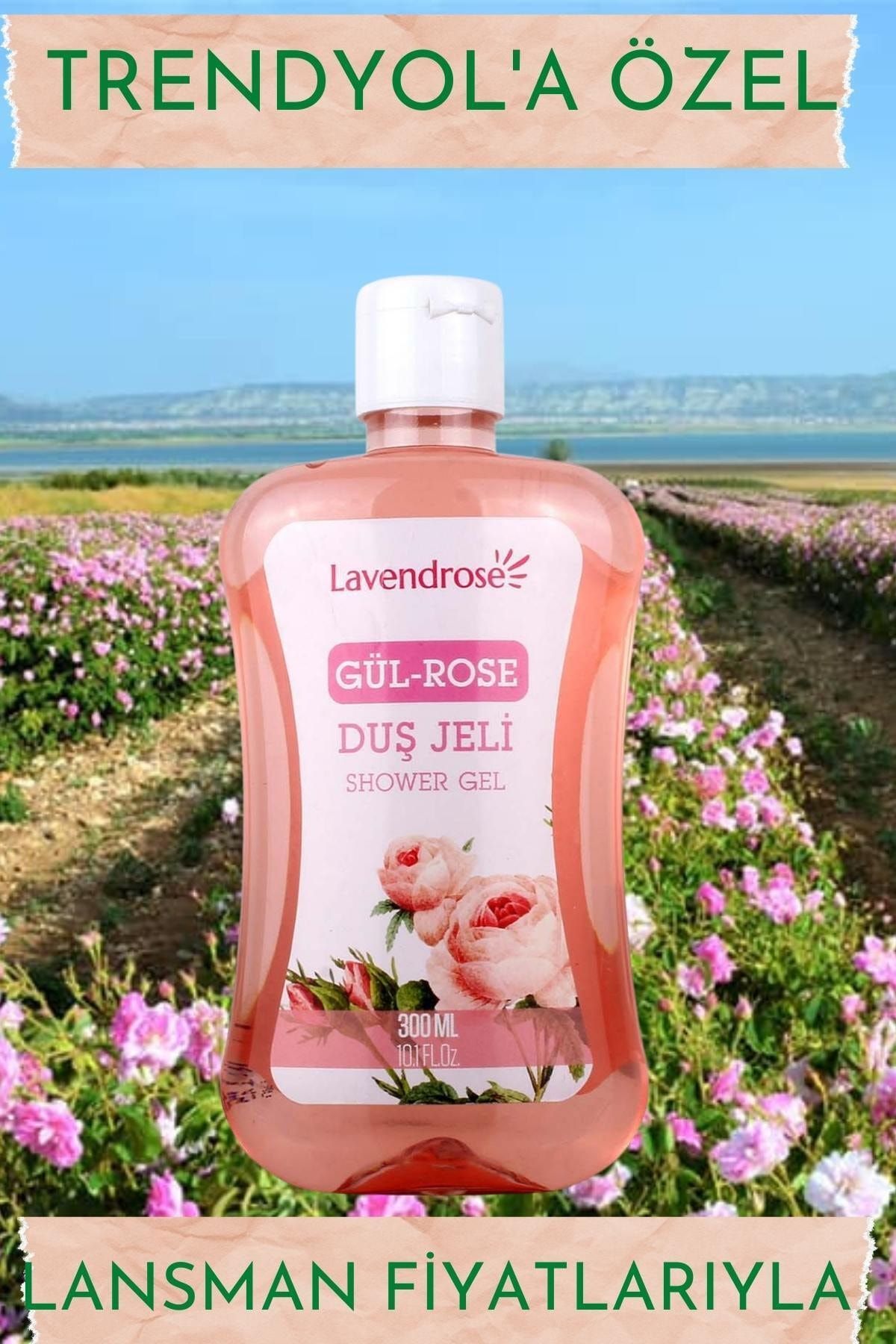 Lavendrose Doğal Gül Duş Jeli, %100 Saf Nemlendiren Cilt Bakımı Yapan Doğal Gül Duş Jeli Hassas Ciltler Için