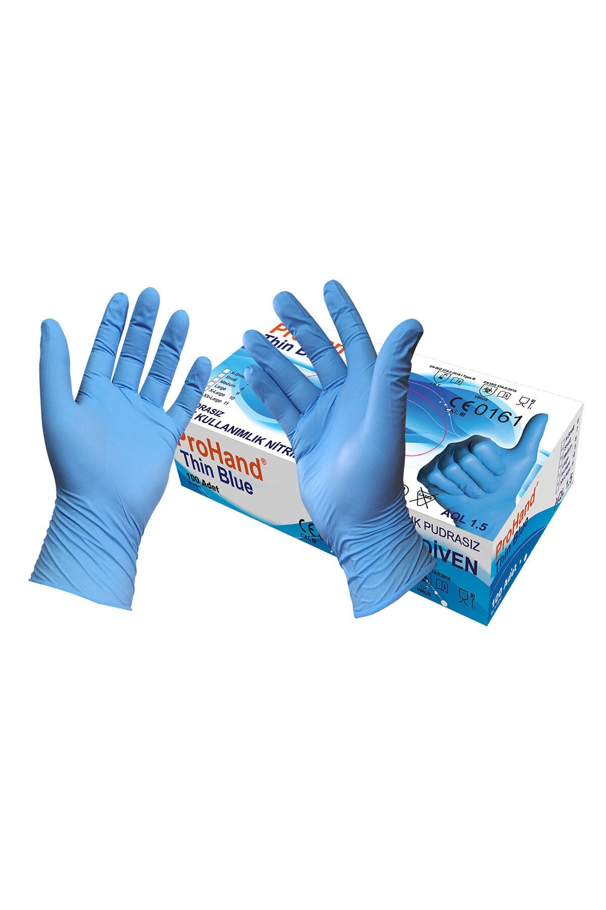 PROHAND Thin Blue Tek Kullanımlık Nitril Eldiven Small Beden