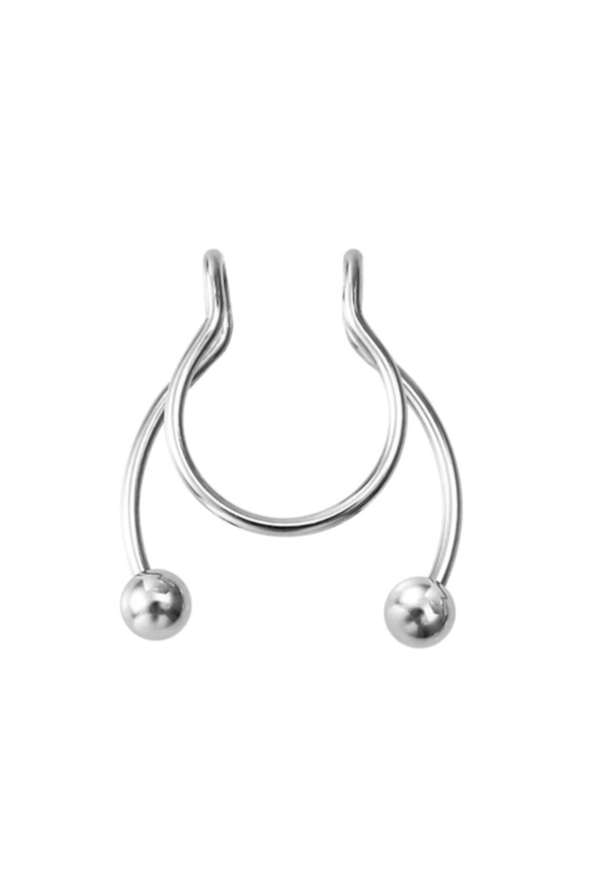 TÜKKAN ACCESSORİES 316l Cerrahi Çelik Septum Labret Sahte Lip Boynuzlu Fake Piercing