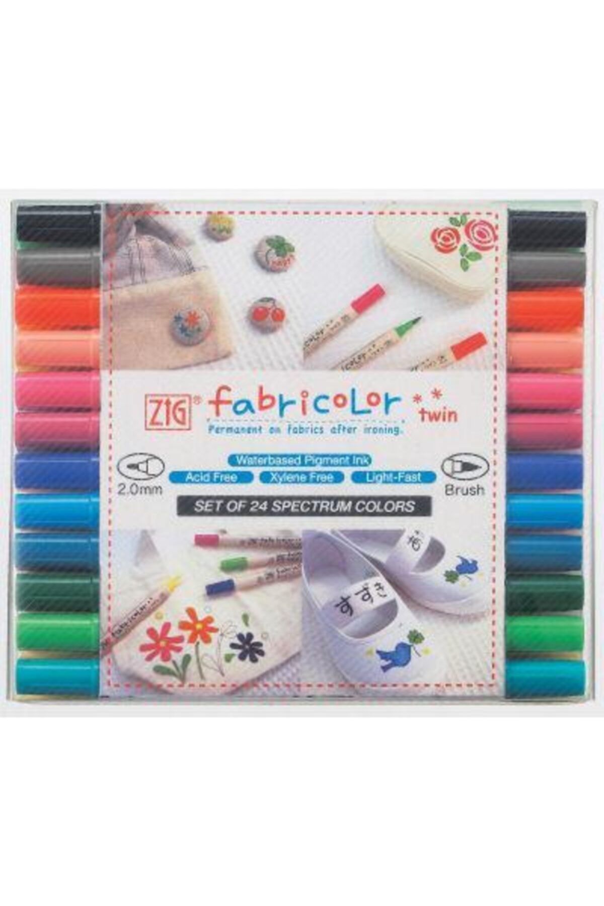 Zig Fabricolor Twin Çift Uçlu Kumaş Boyama Kalemi 24 RENK SET