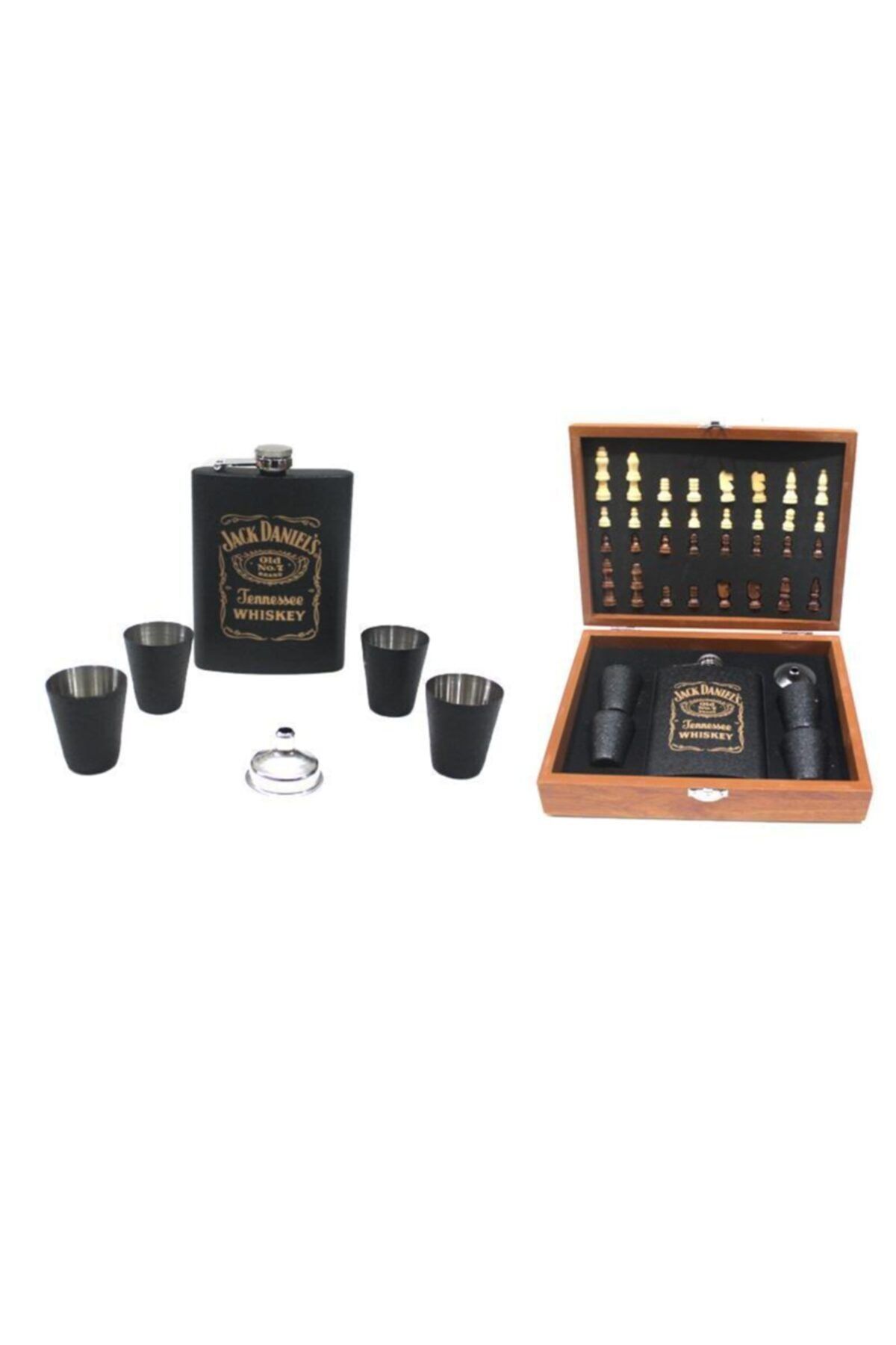 Tosbikshop Jack Santraç Takım Oyun Seti Içki Matara Seti Ahşap Kutulu