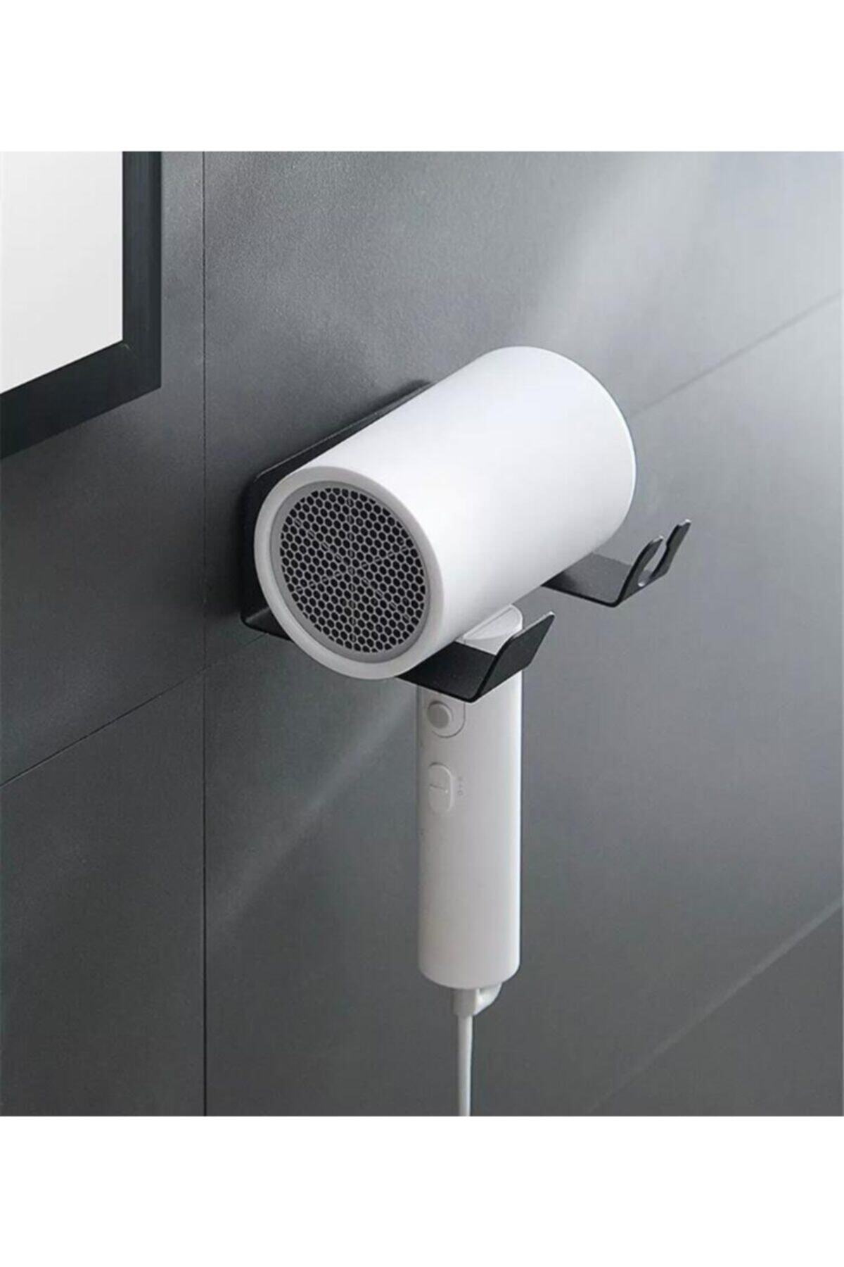 evimobidesign Saç Kurutma Makinesi Tutacağı Siyah, Black Fön Makinesi Banyo Rafı Askısı