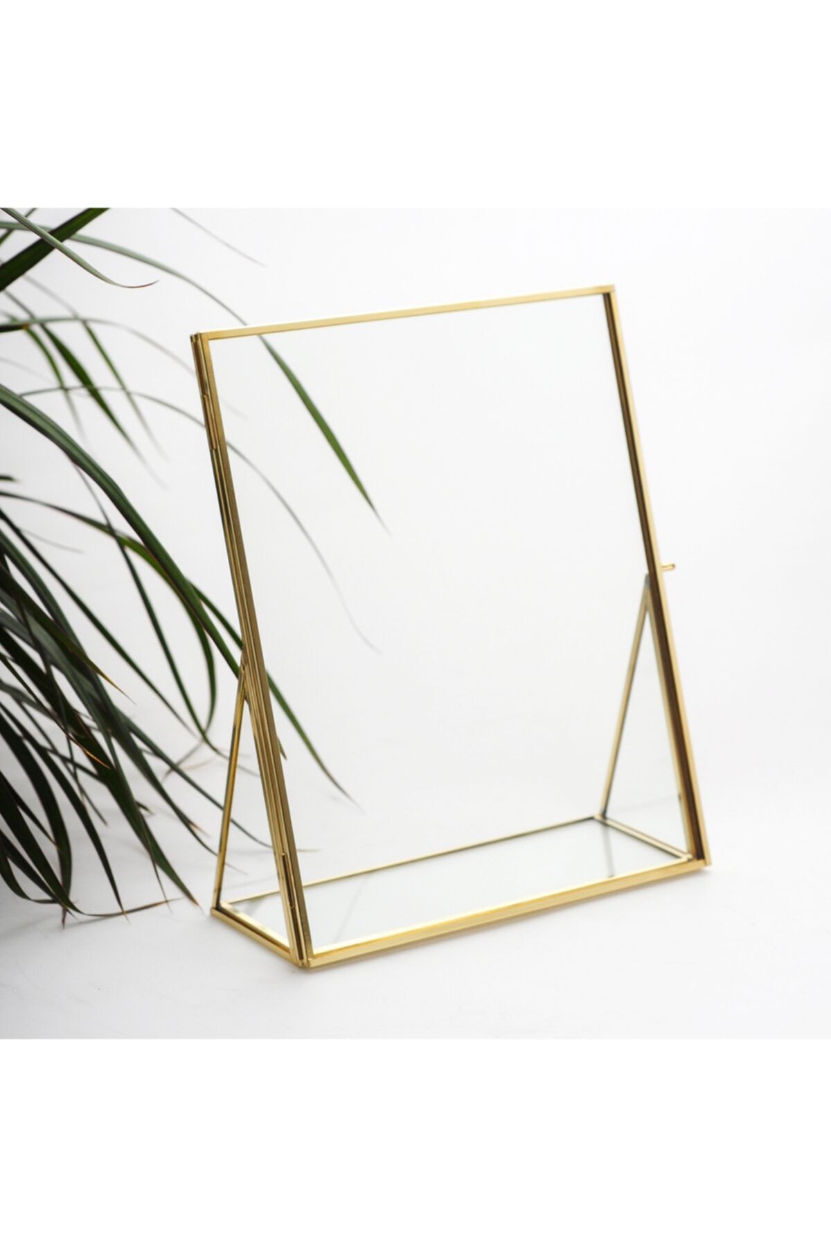 El Crea Designs Masaüstü Cam Resim Fotoğraf Çerçevesi Iskandinav Tarzı Dekorasyon Ham Pirinç Gold Brass 25x20cm
