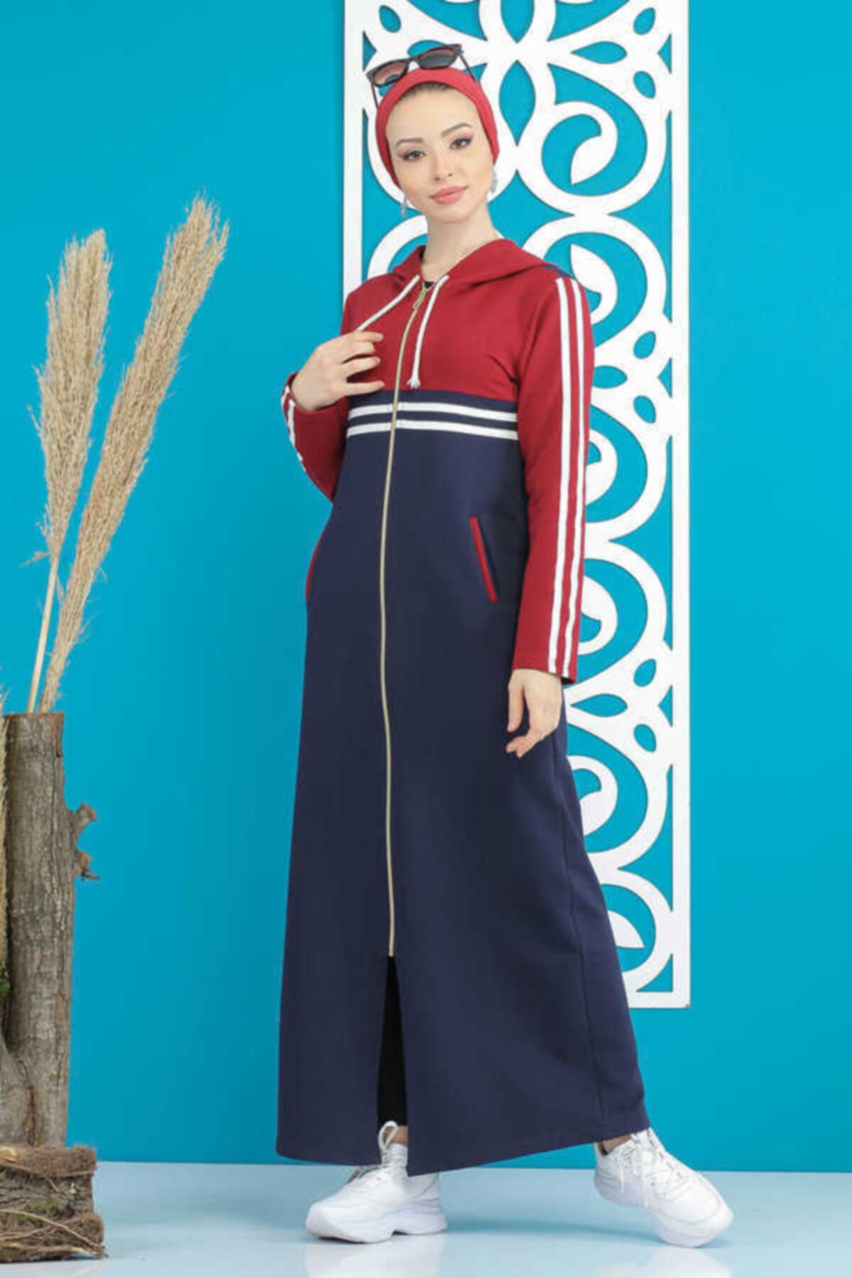 Biarat Fermuarlı Tesettür Hırka Laci Bordo - 5181