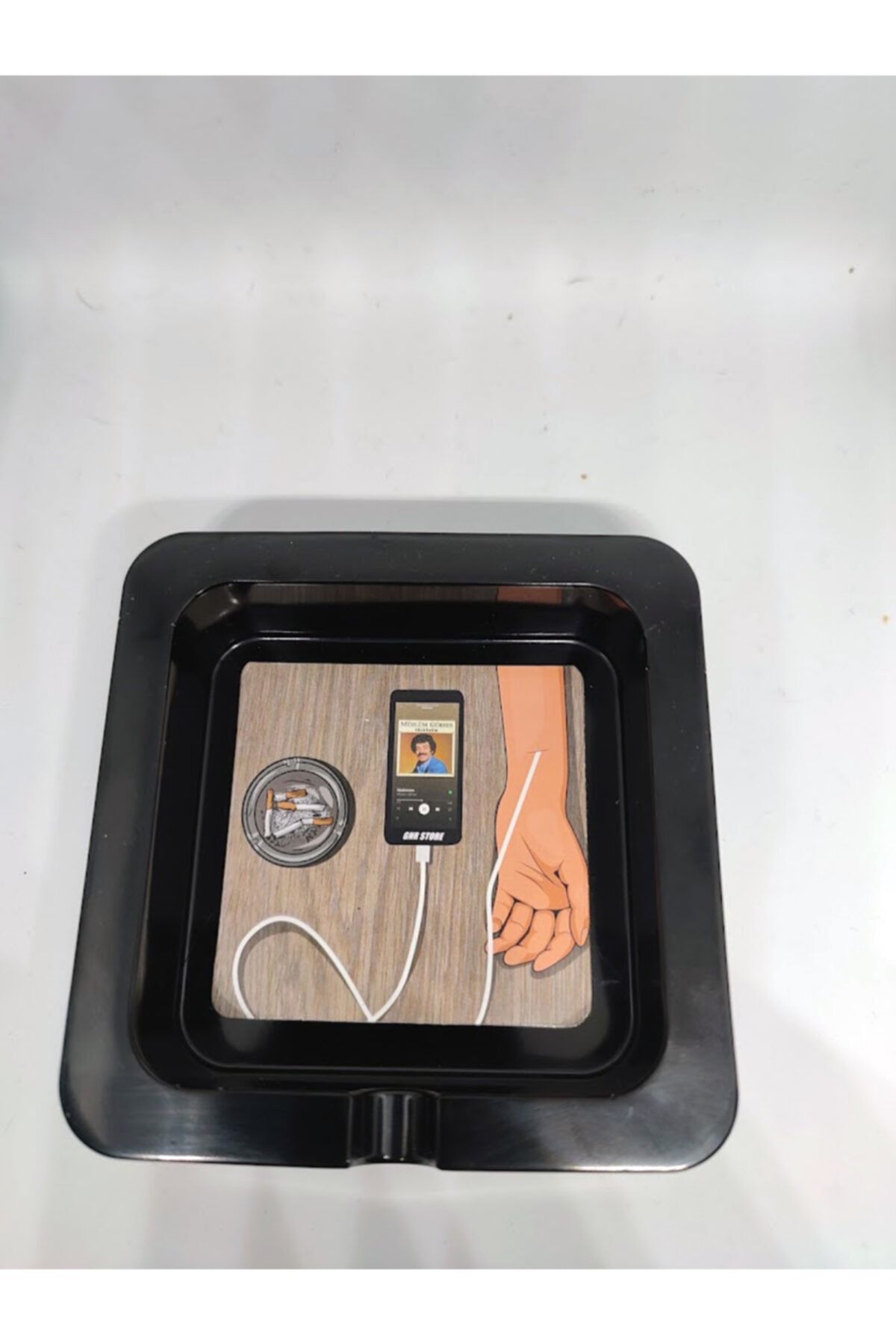 GNRSTORE Siyah Epoksi Müslüm Gürses'li Küllük 9x3 Cm