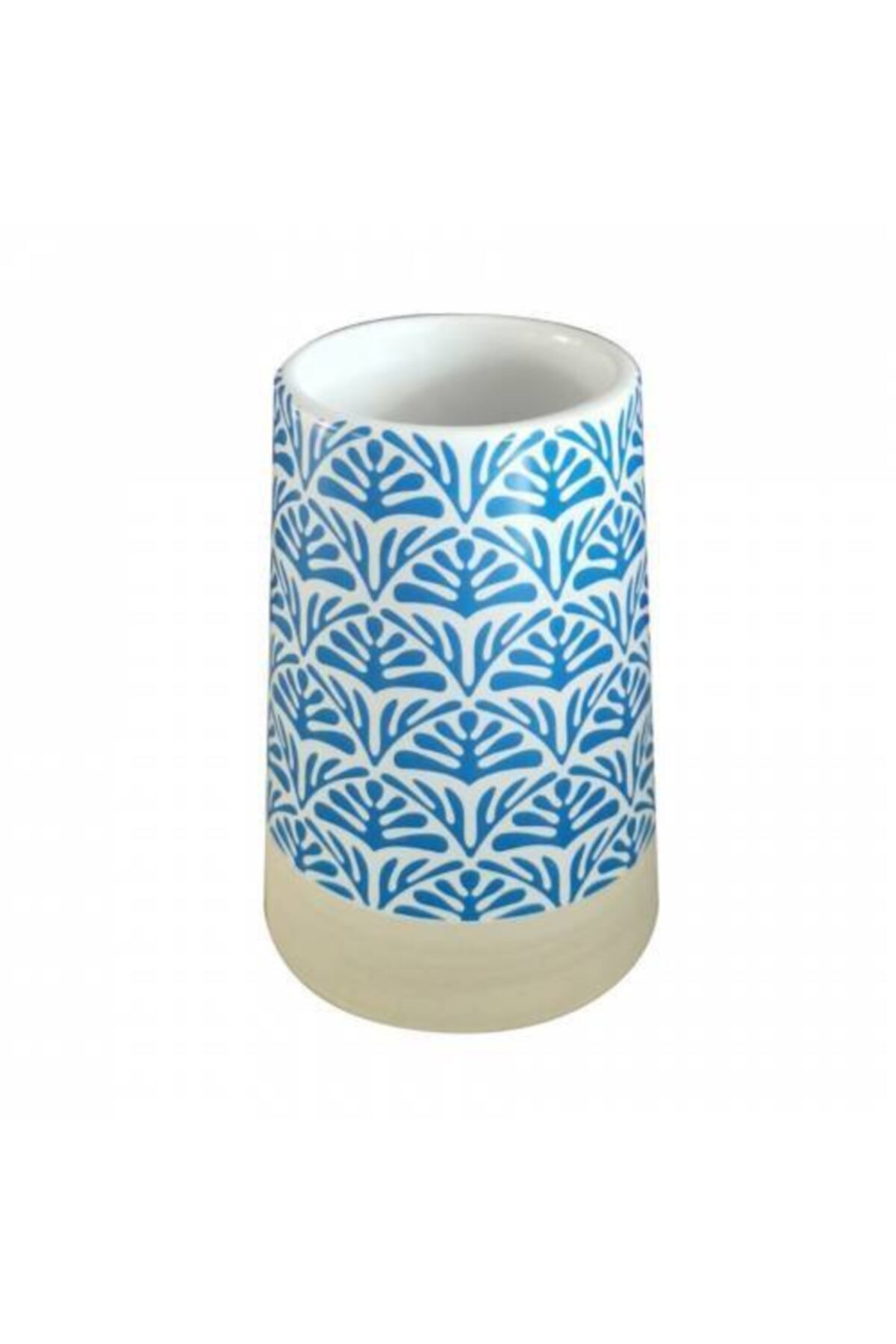 EVGARAJ Seramik Banyo Bardak Diş Fırçalık Mavi-beyaz