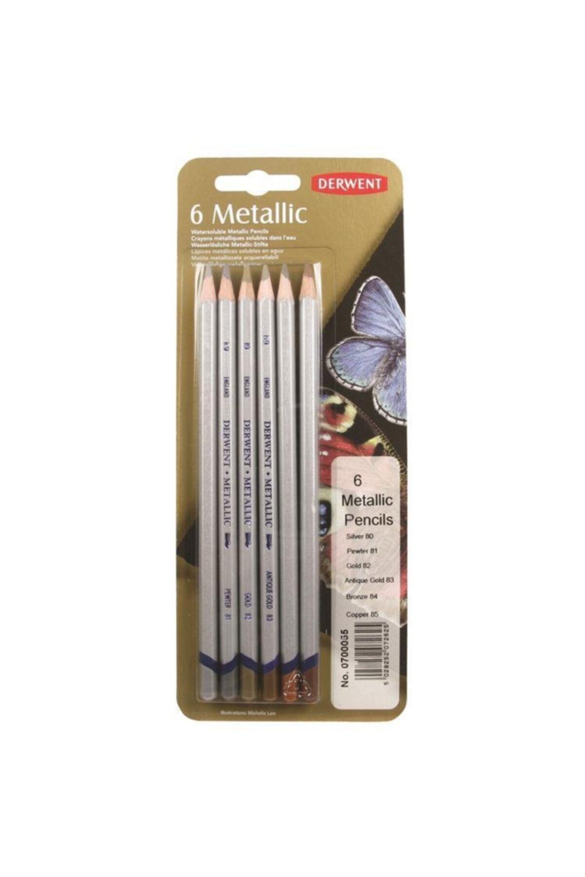 Derwent Metalik Renkli Boya Kalemi 6`lı Blister Traditional