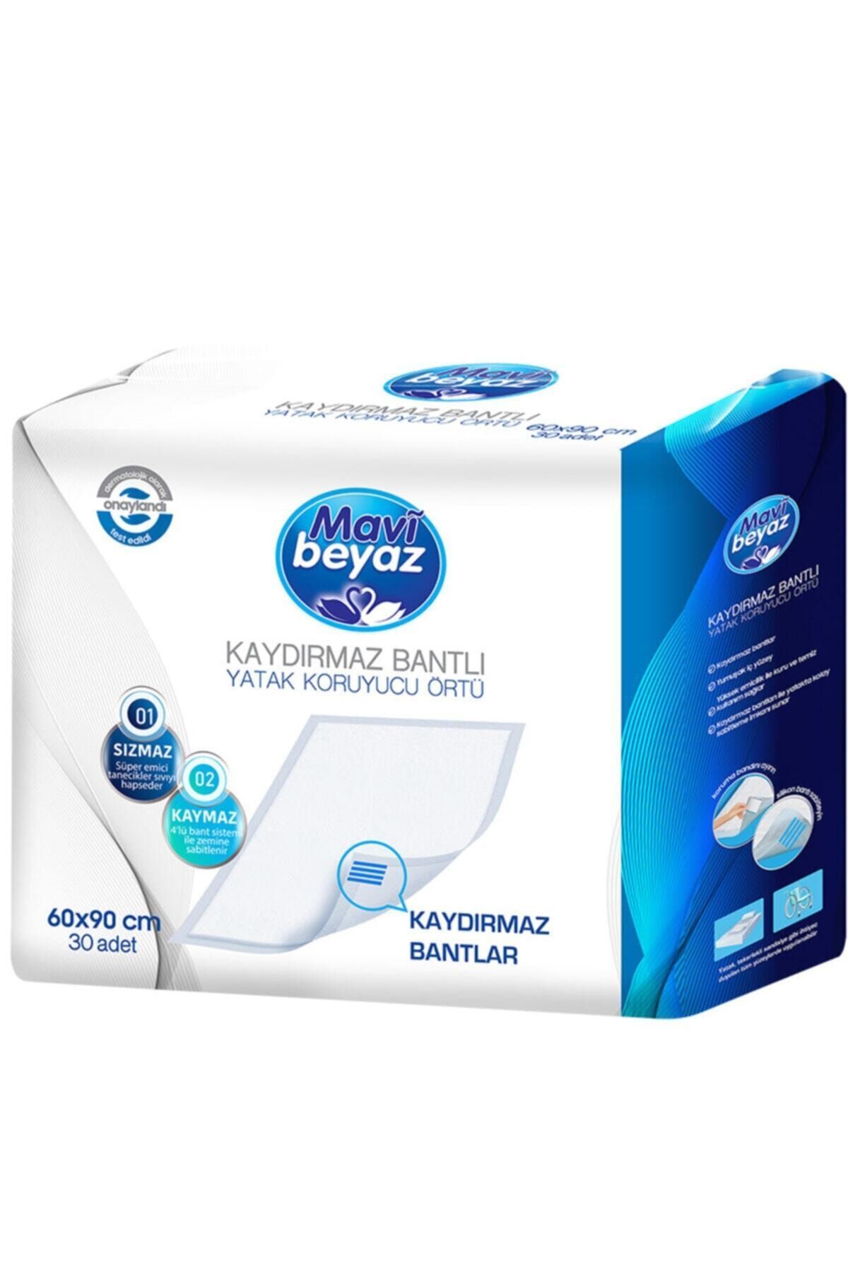 Mavi beyaz Kaydırmaz Bantlı Köpek Alıştırma Pedi 60x90cm 30'lu Paket