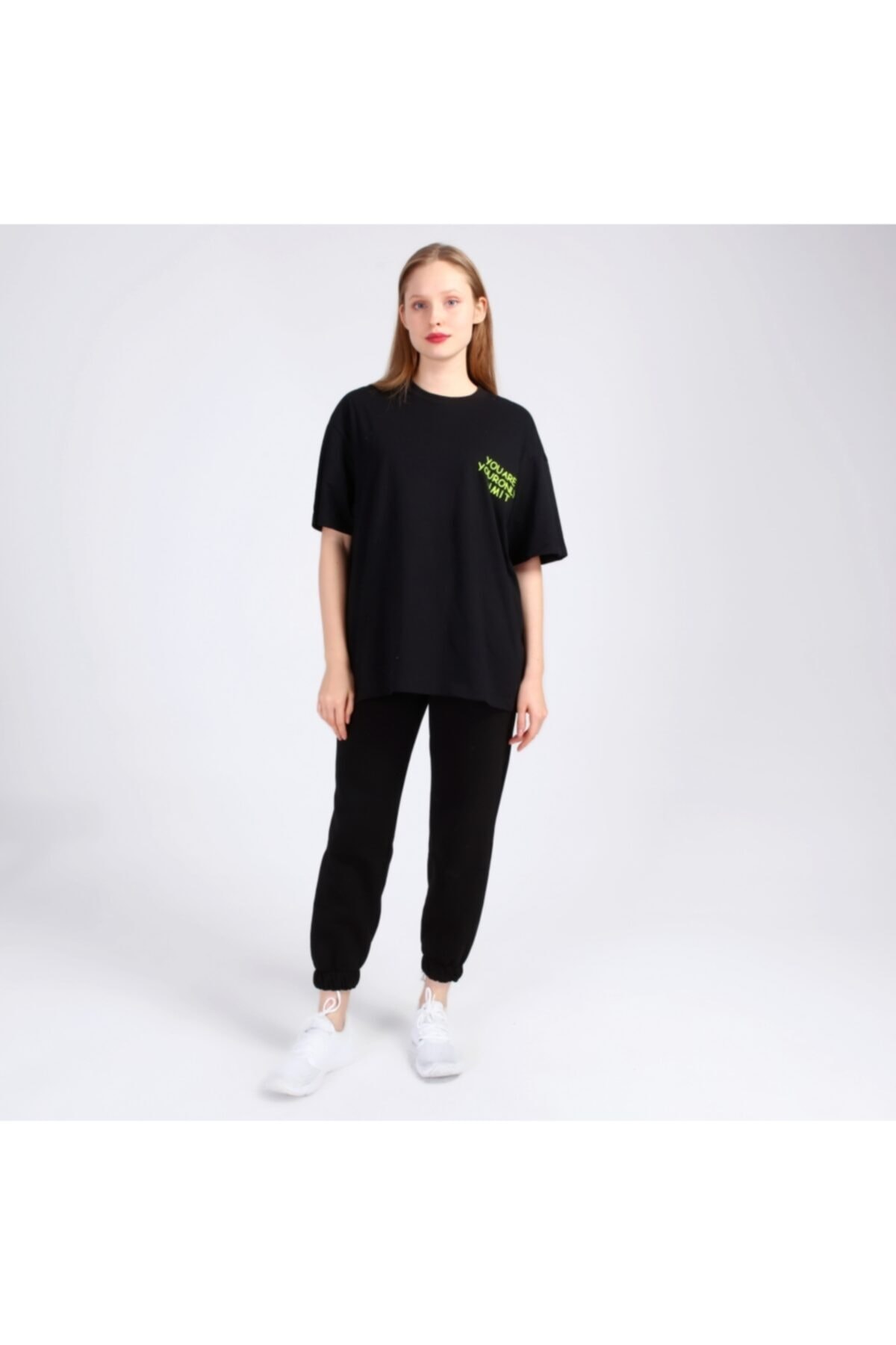 Hıgh Burn Spor Unisex-oversize Siyah T-shirt