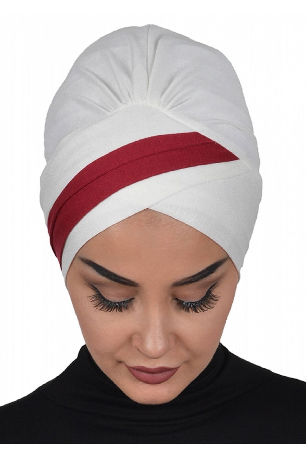 DREAM VEGA Çift Renkli Penye Bone Krem - Bordo