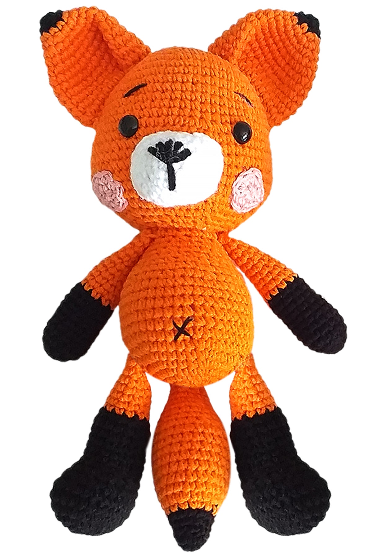 Binbir Trend El Örgüsü Organik Amigurumi Oyuncak Tilki Oyuncak 25 Cm