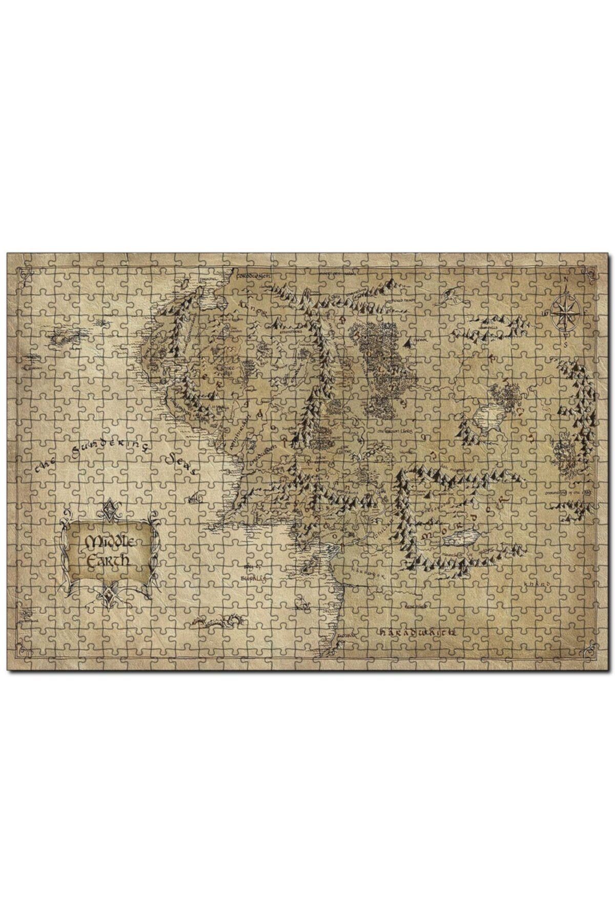 Cakapuzzle Sauron Gözünde Orta Dünya Haritası Mordor 1000 Parça Puzzle Yapboz Mdf(ahşap)