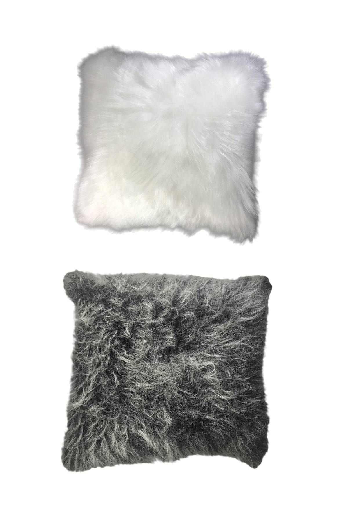 Royaleks 2 Adet Uzun Tüylü Peluş Lüks Salon Kırlent Minder Kılıf 52x52 S9