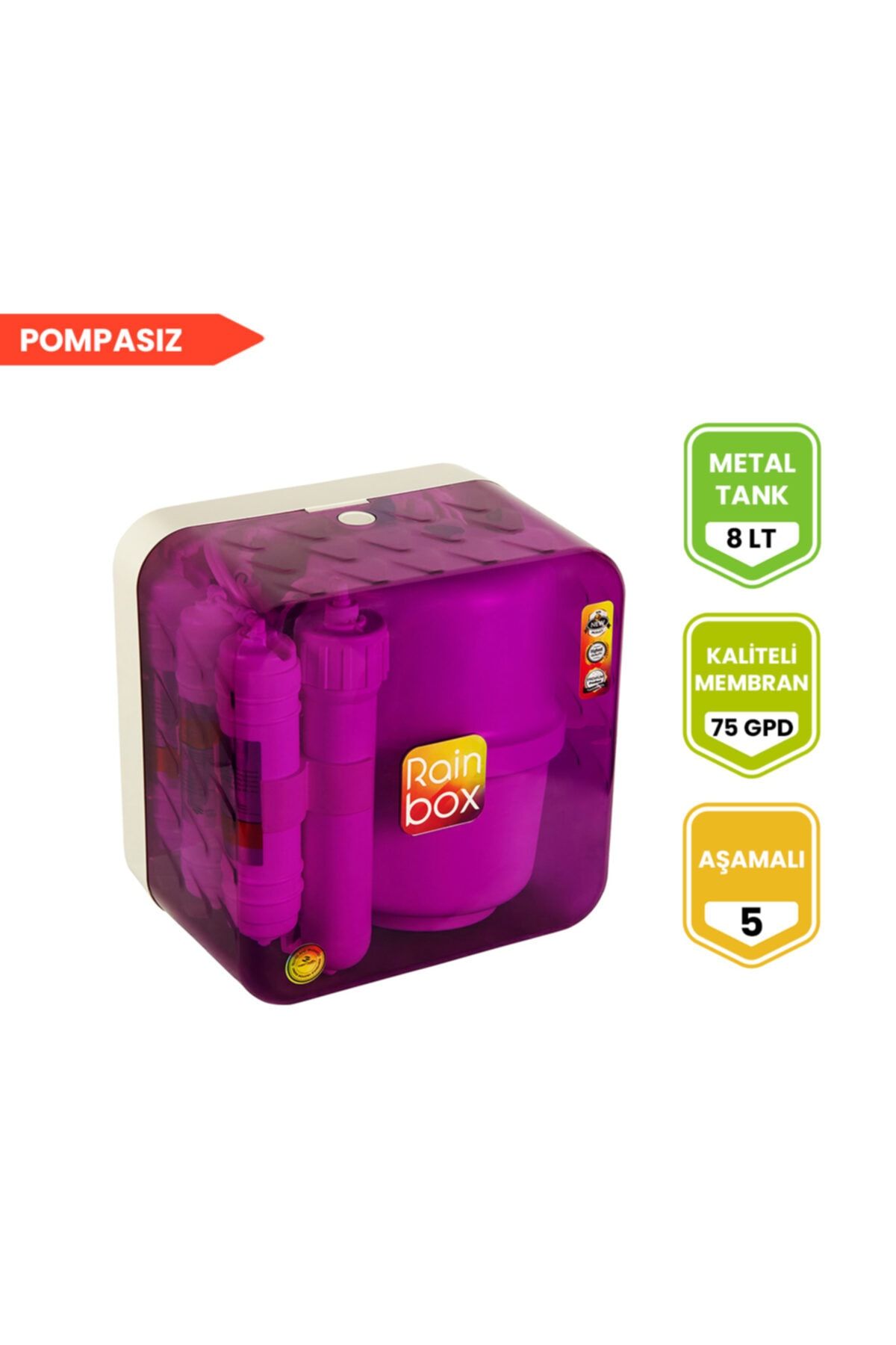 Rainbox Mor 5 Aşamalı Pompasız Su Arıtma Cihazı