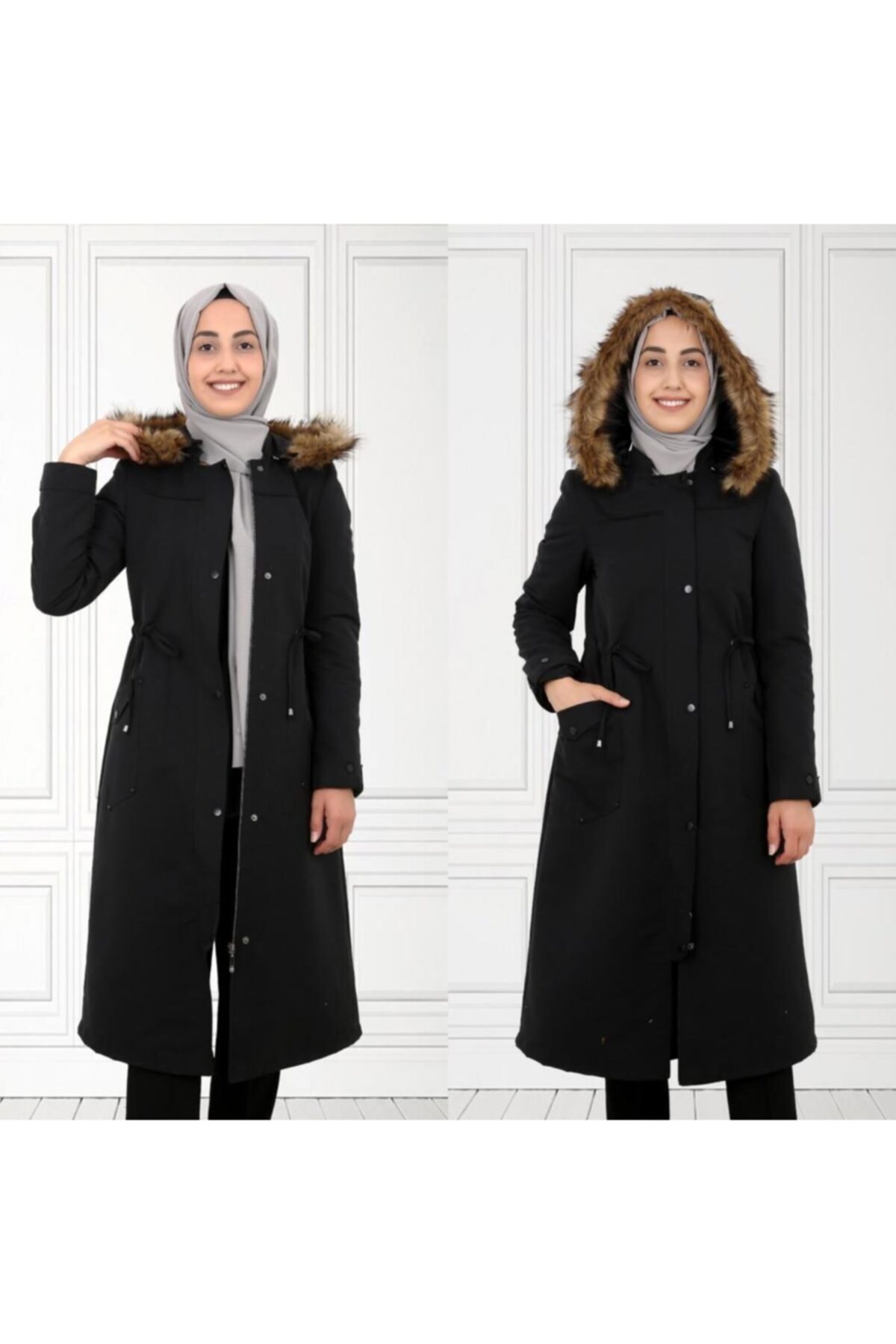 ABİYECİM43 Tesettür Beli Bağcıklı Mont