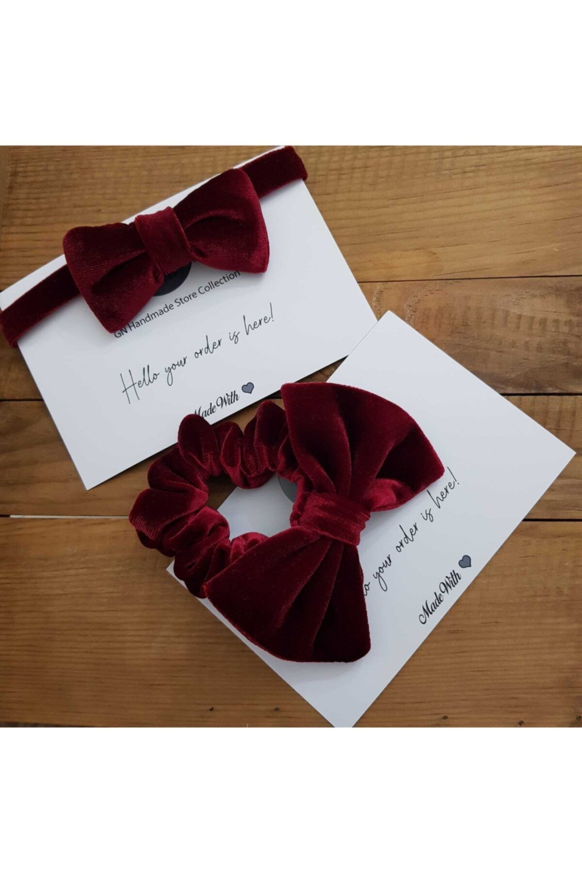 N Natural Stone Concept Bordo Premium Kadife Toka Ve Papyon 2'li Set