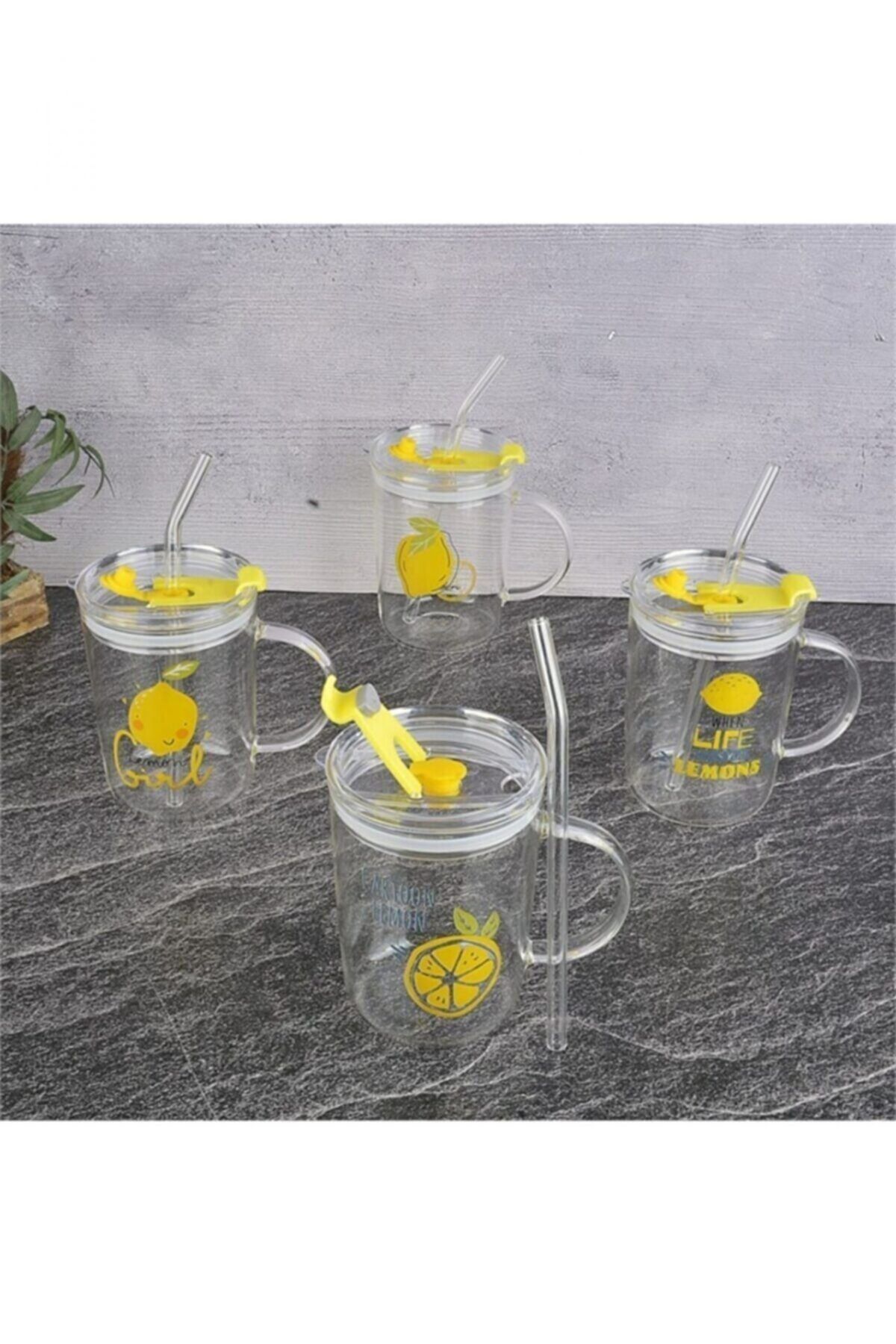 EWs Limon Figürlü Pipetli Cam Kupa 450 Ml