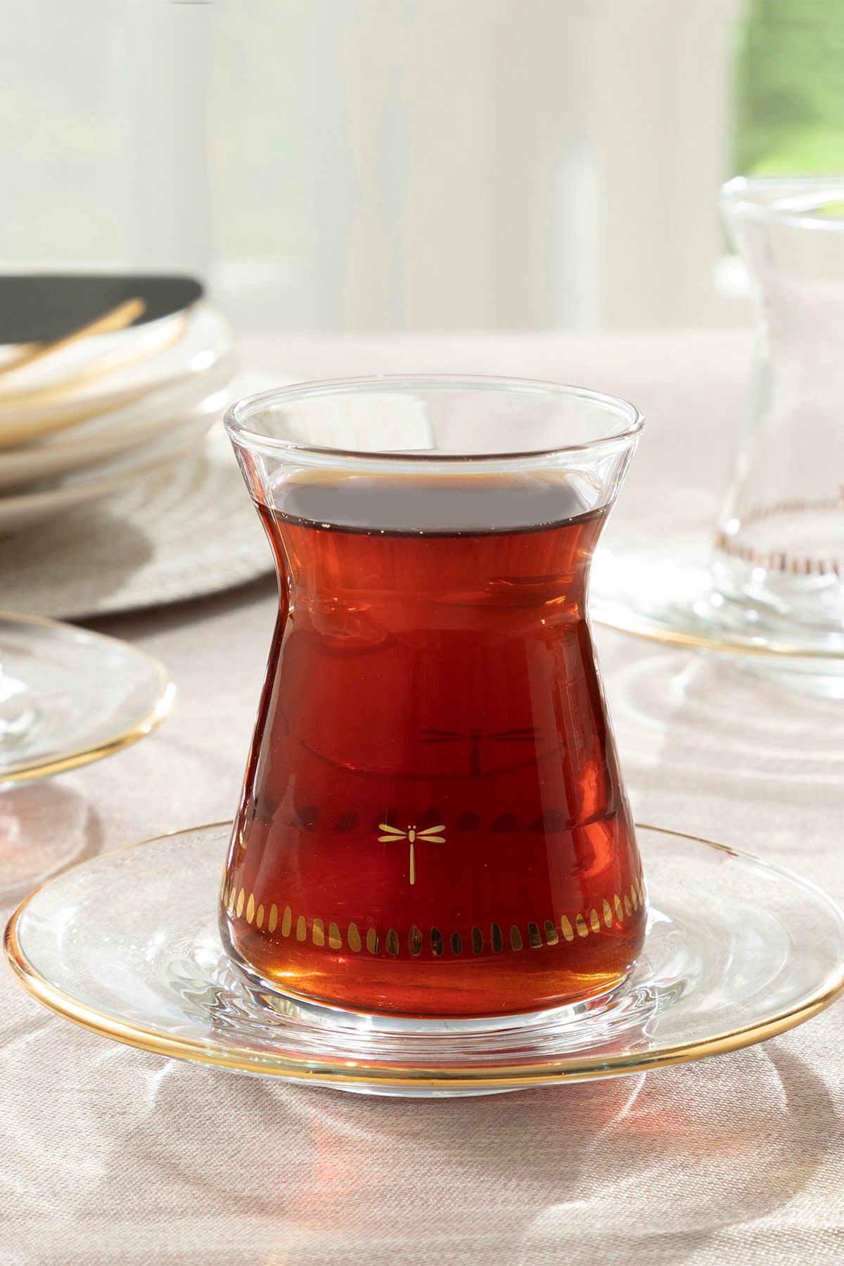 English Home Galia Goldie Cam 8 Parça Çay Takımı 130 Ml Gold